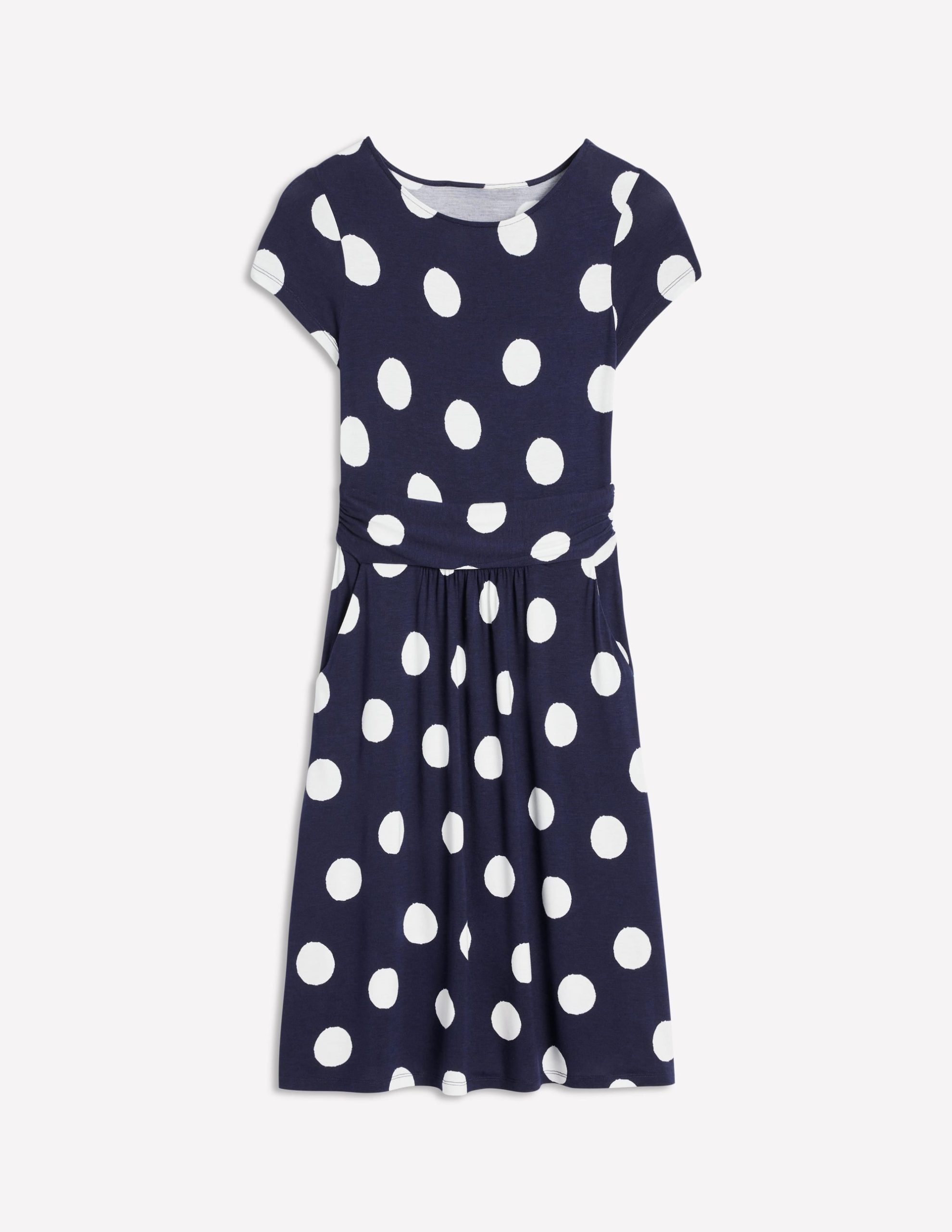 Amelie Jersey Dress-French Navy. Abstract Dot - Image 5