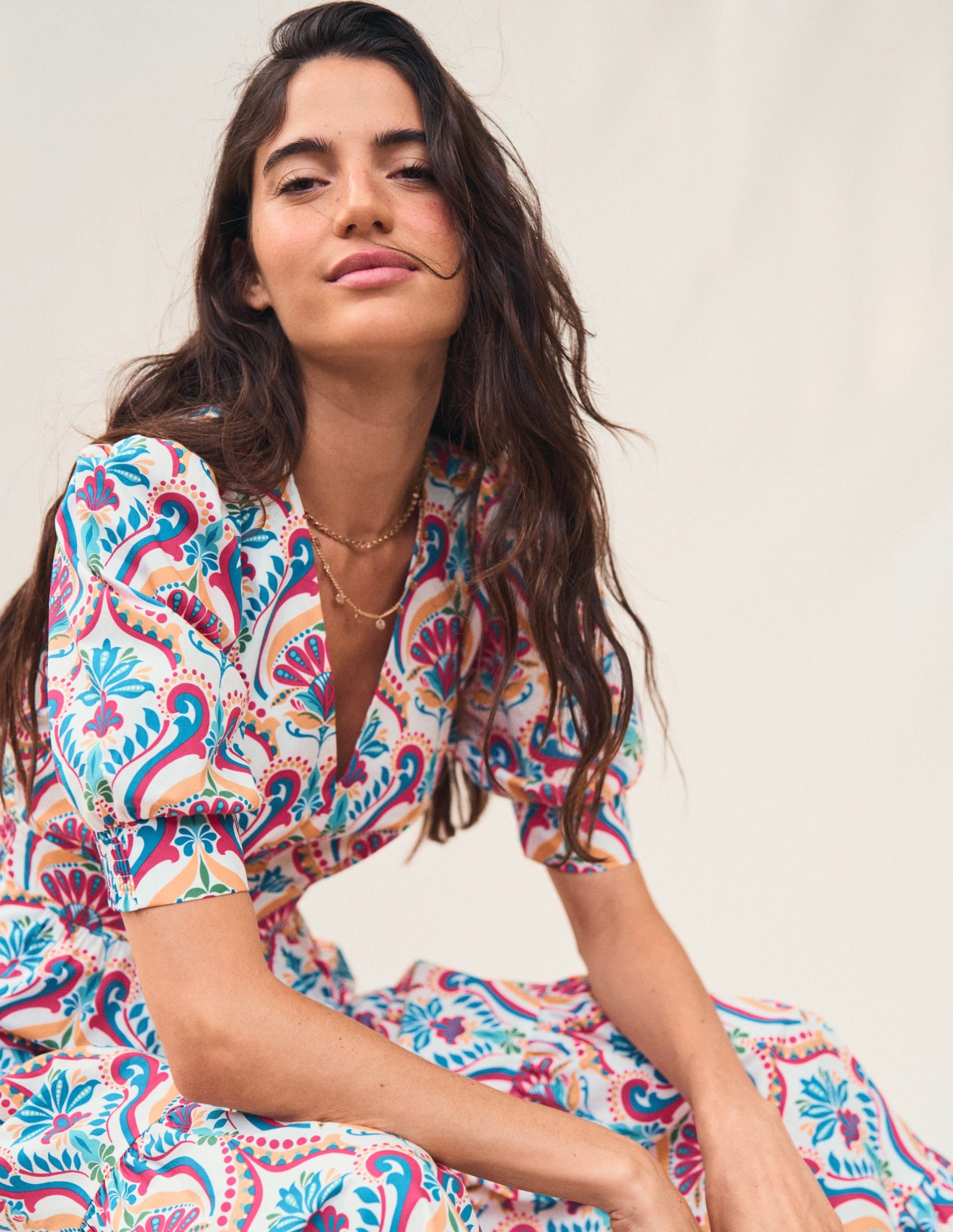 Bella Puff Sleeve Maxi Dress-Multi. Ornamental Floral - Image 2