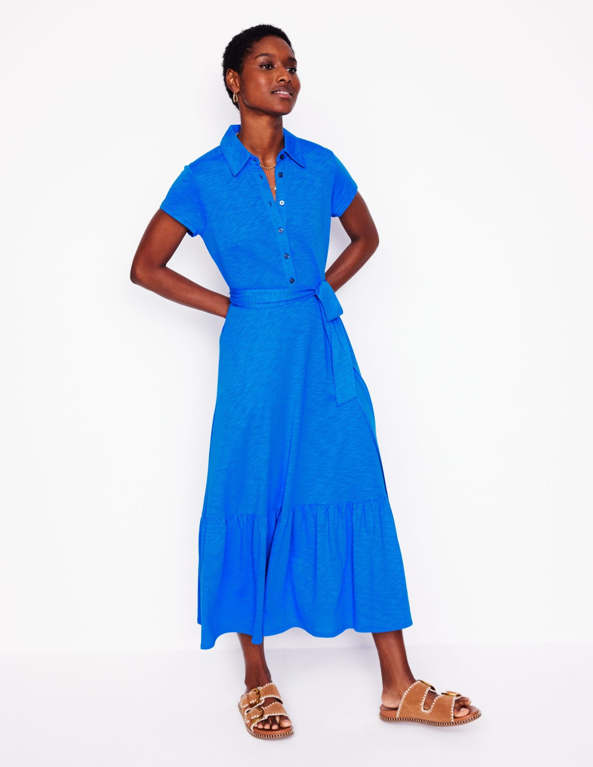 Cressida Jersey Shirt Dress-Gallery Blue - Image 2