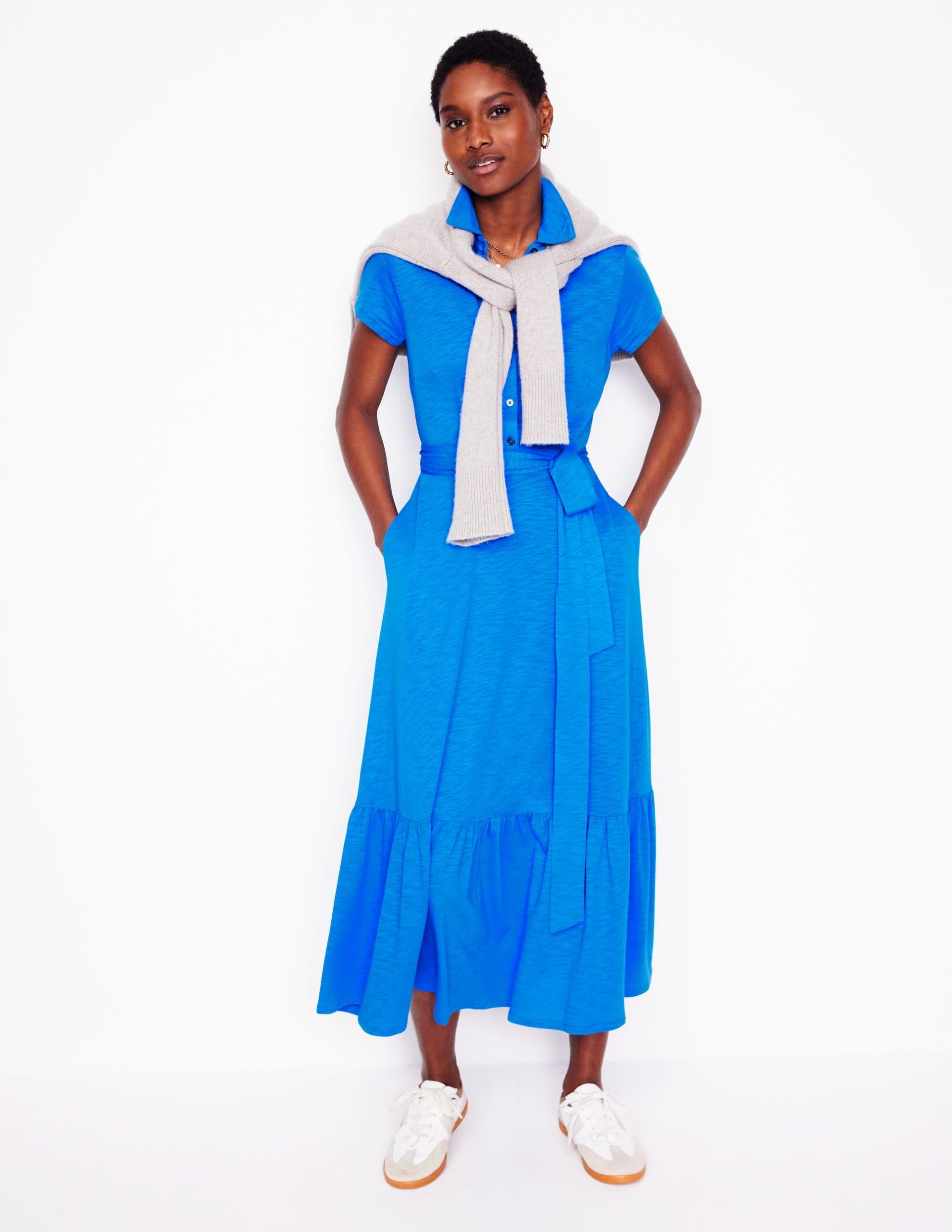 Cressida Jersey Shirt Dress-Gallery Blue - Image 3