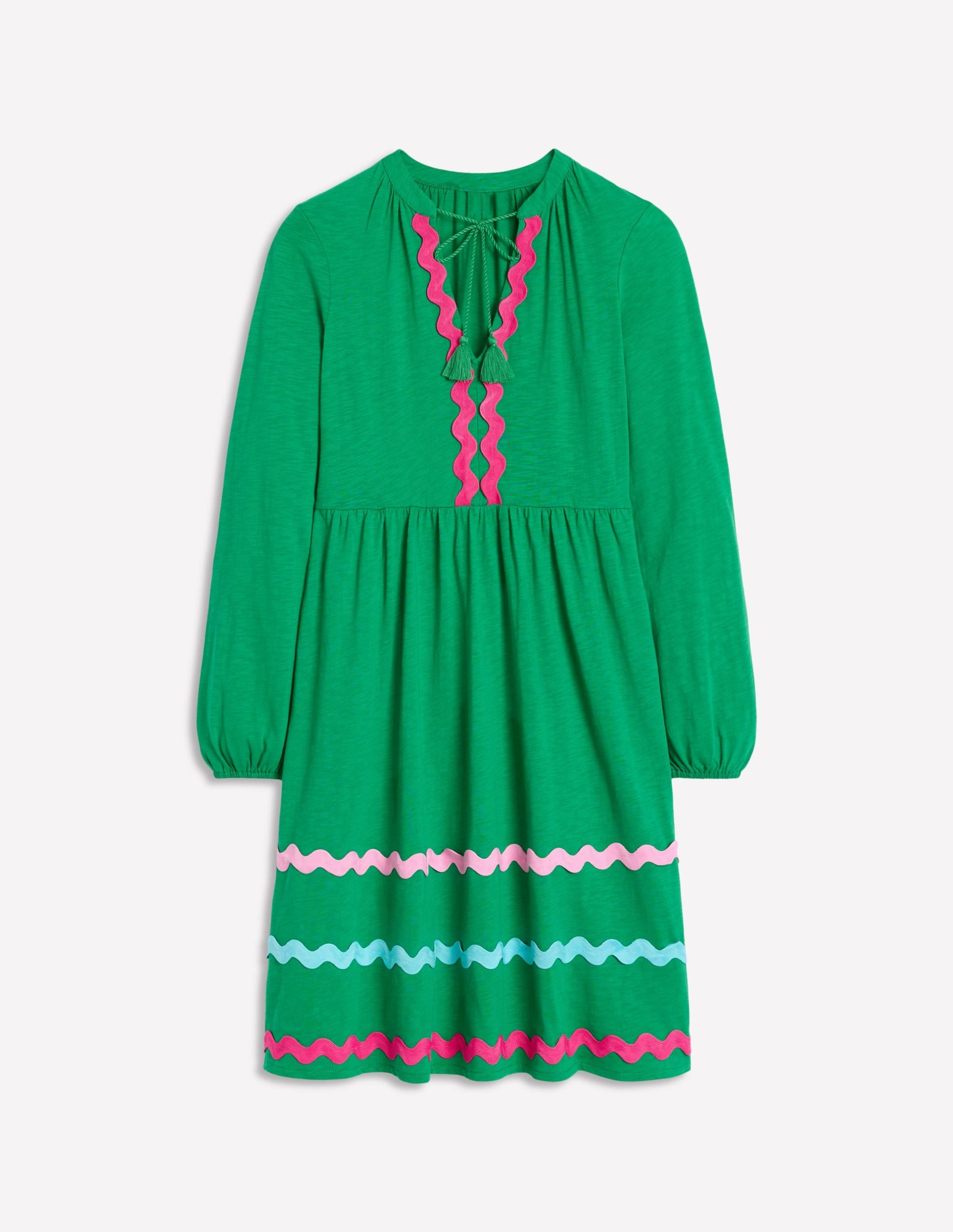 Corinna Ric Rac Jersey Dress-Rich Emerald - Image 4