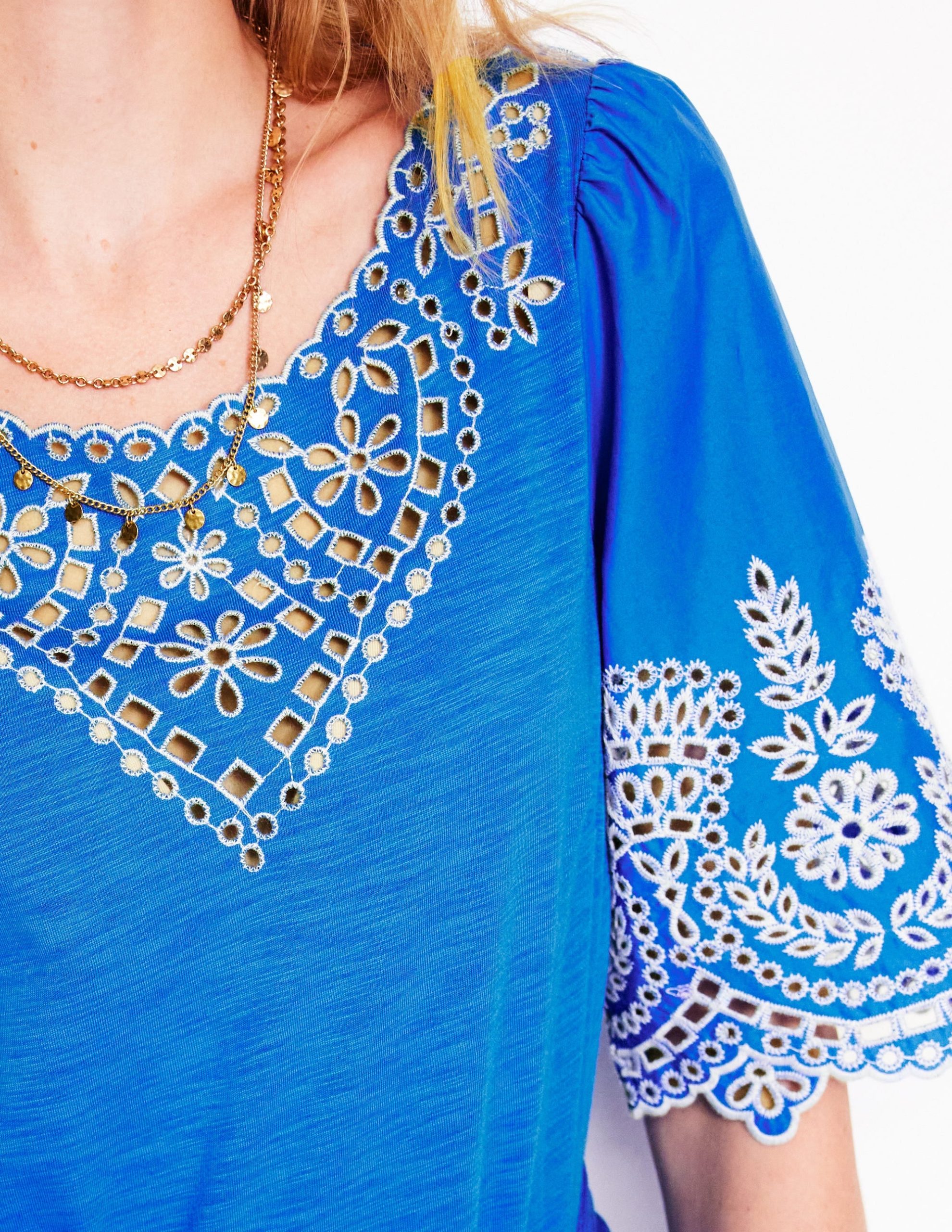 Isabel Broderie Mix maxi Dress-Cerulean Blue - Image 3