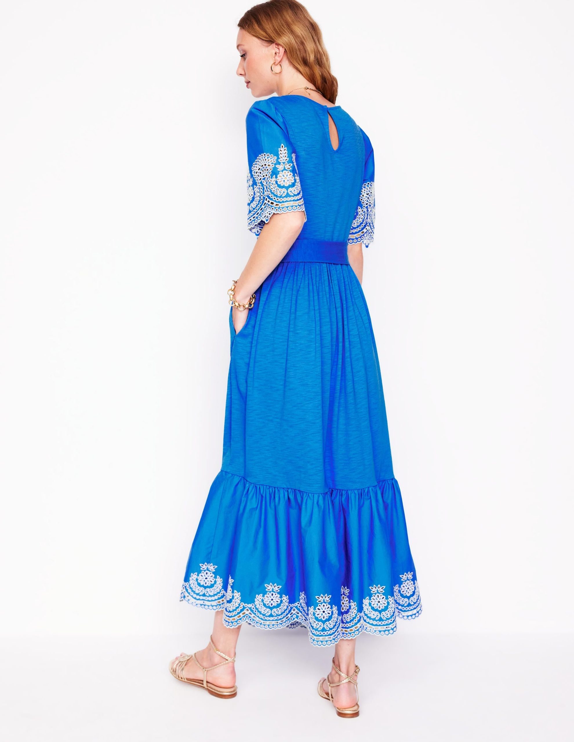 Isabel Broderie Mix maxi Dress-Cerulean Blue - Image 4