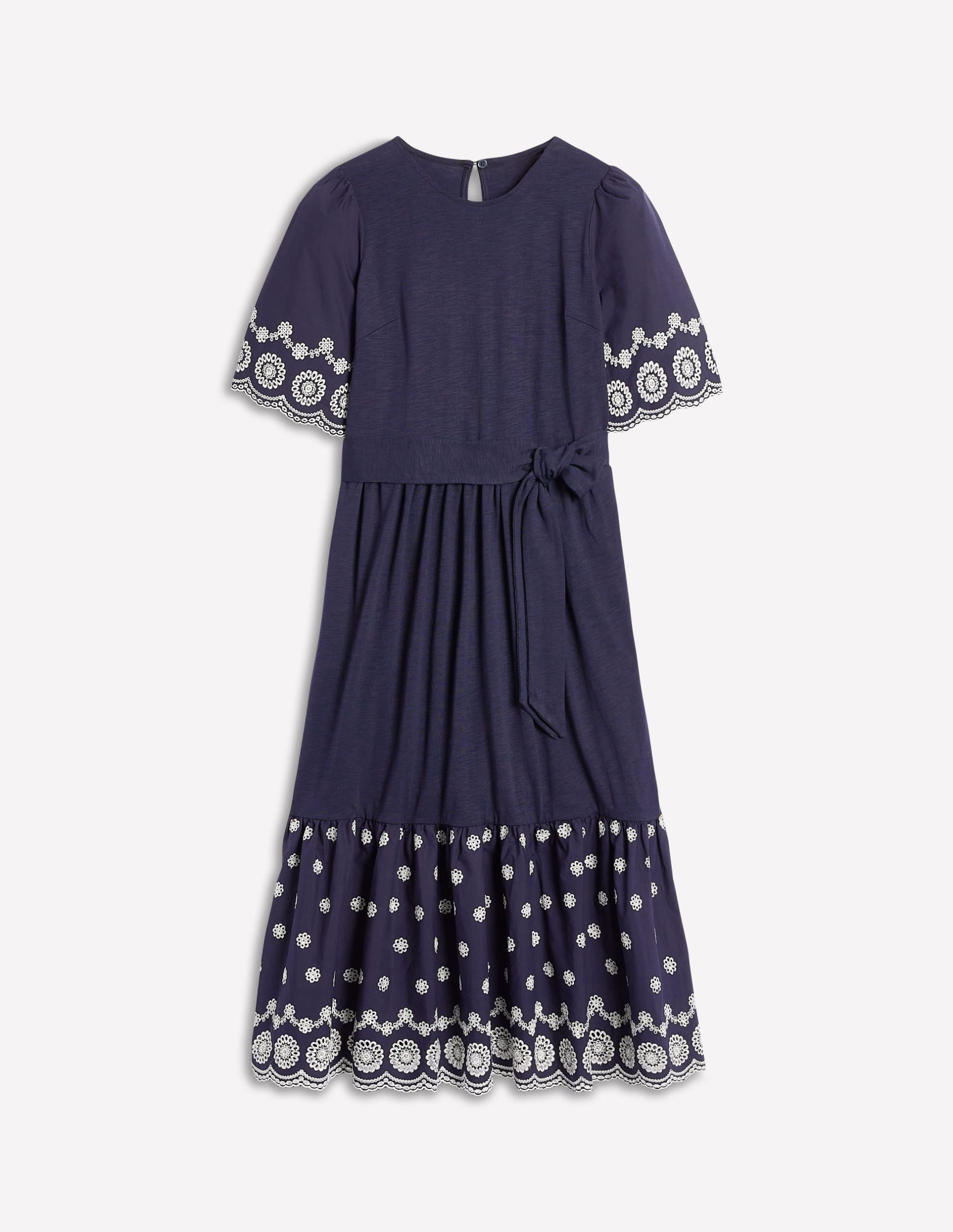 Isabel Broderie Mix maxi Dress-Navy - Image 5