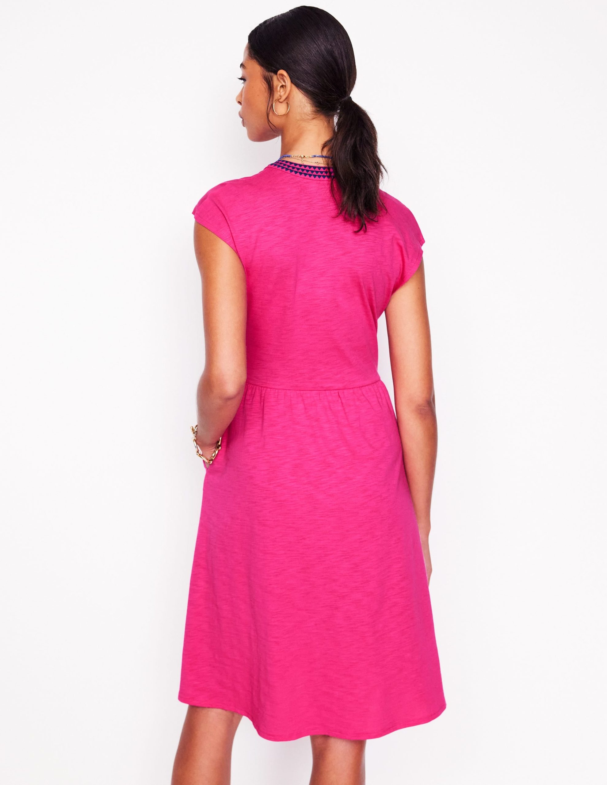 Chloe Embroidered Short Dress-Pink Peony - Image 3