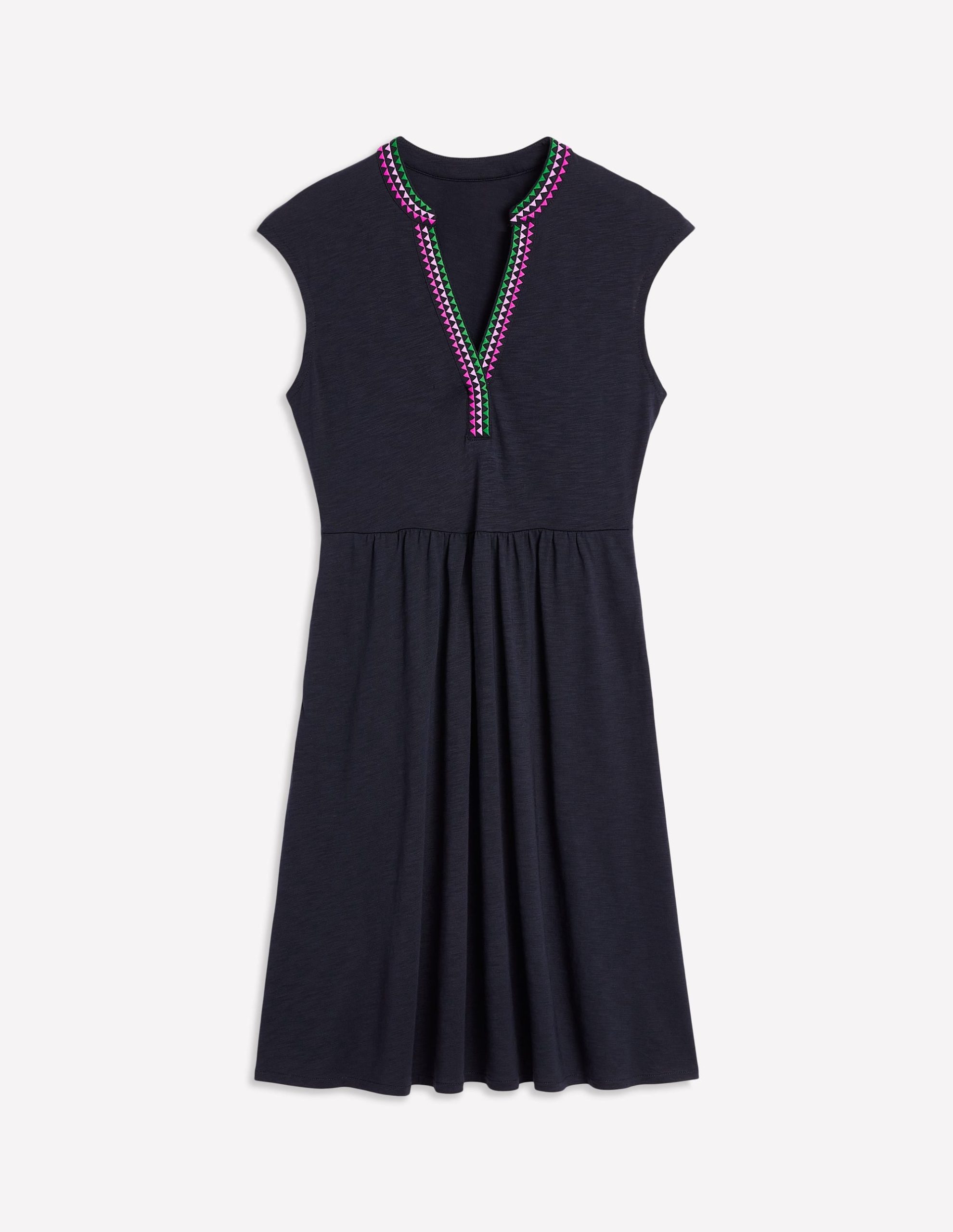 Chloe Embroidered Short Dress-Navy - Image 6