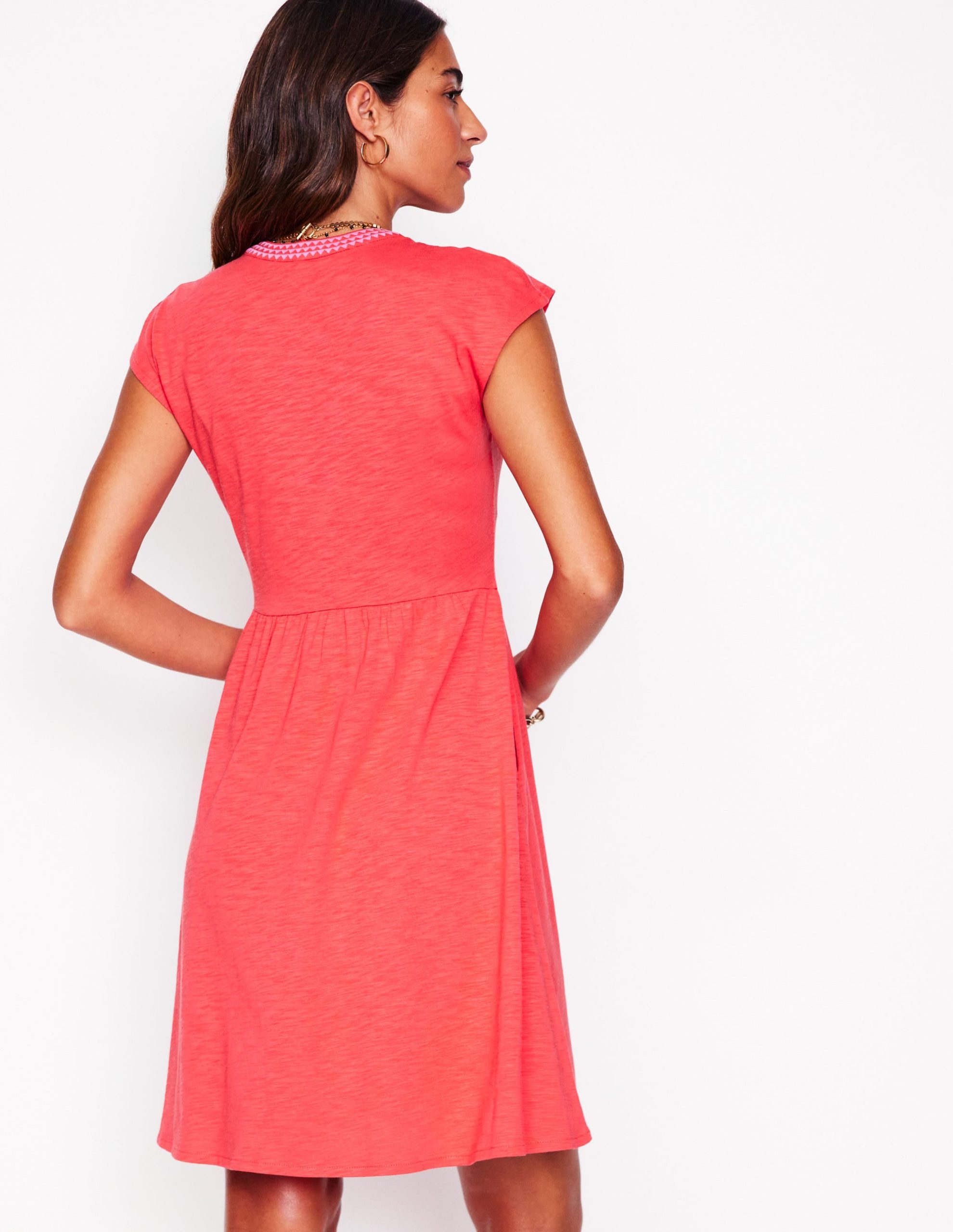 Chloe Embroidered Short Dress-Jam Red - Image 3