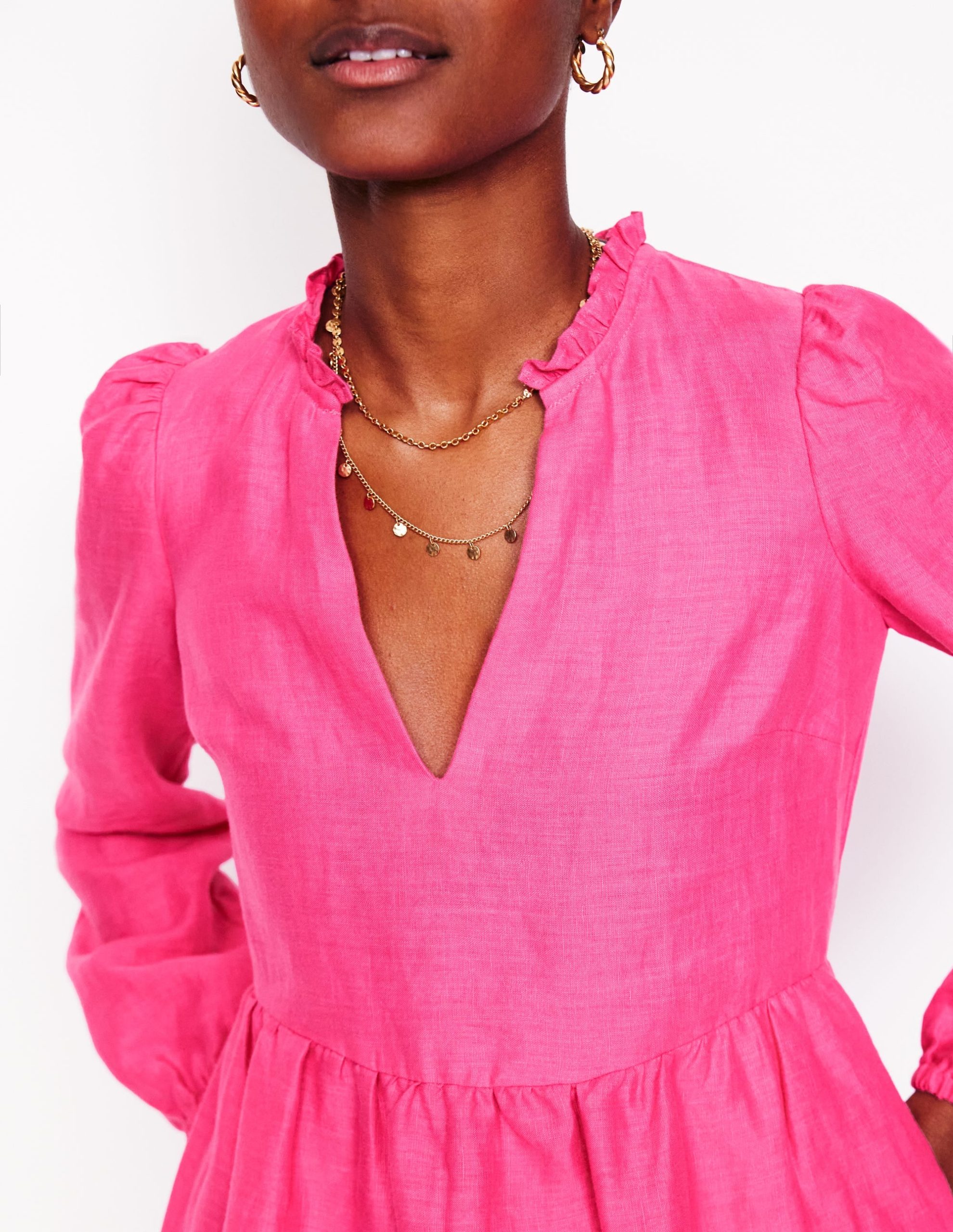 Esme Linen Mini Dress-Pink Peony - Image 3