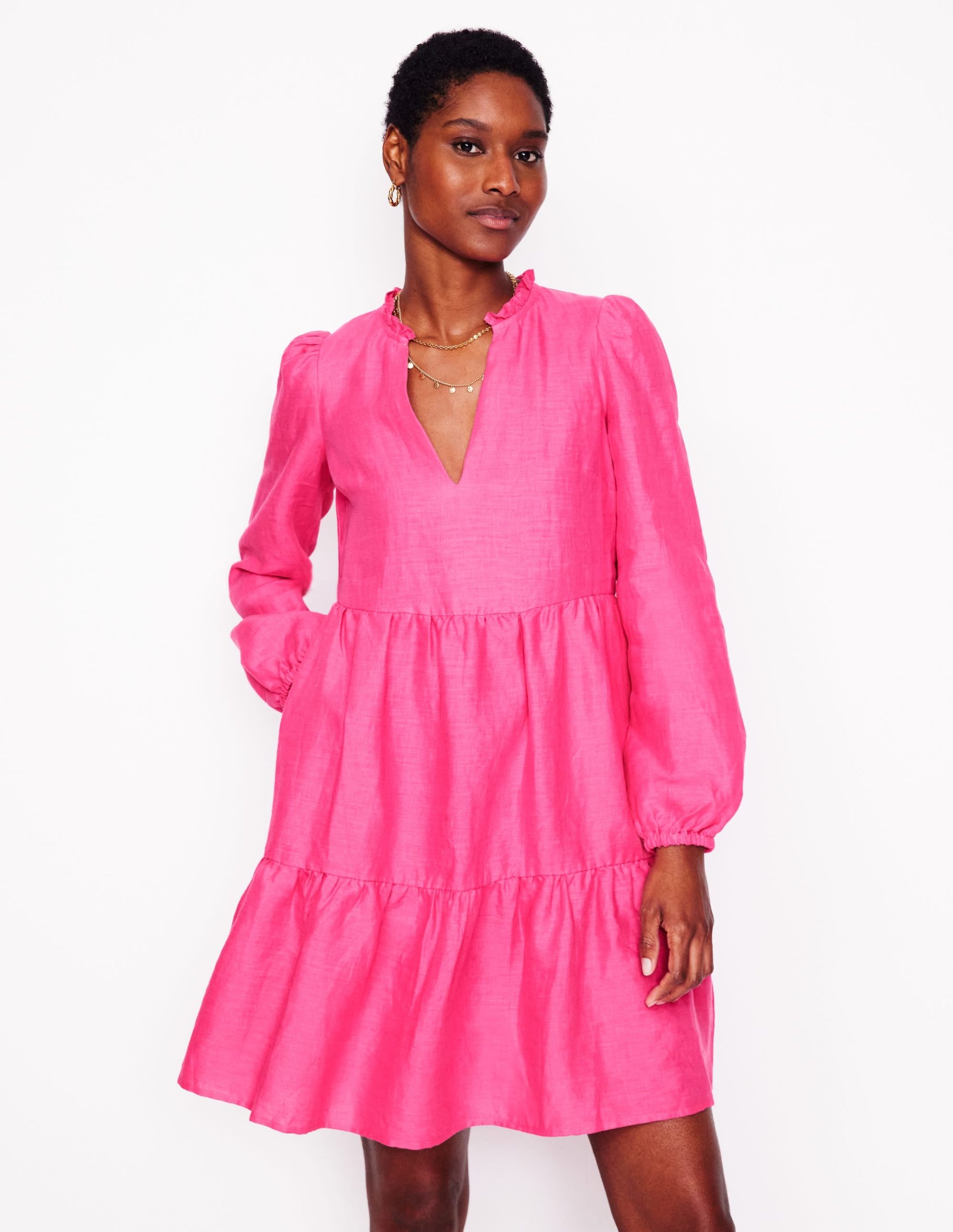 Esme Linen Mini Dress-Pink Peony - Image 5