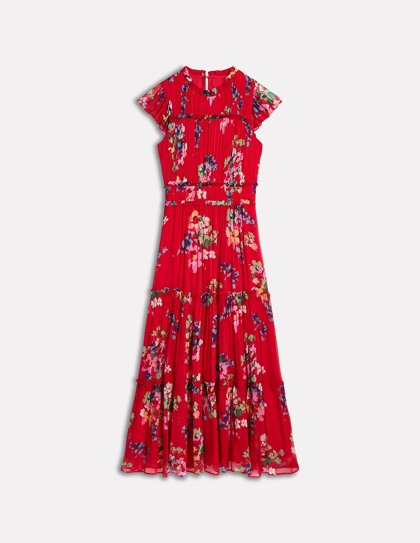 High Neck Sleeveless Dress-Rouge. Delicate Blooms - Image 6