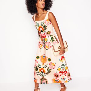 Square Fit & Flare Dress-Ivory. Tulip Fusion