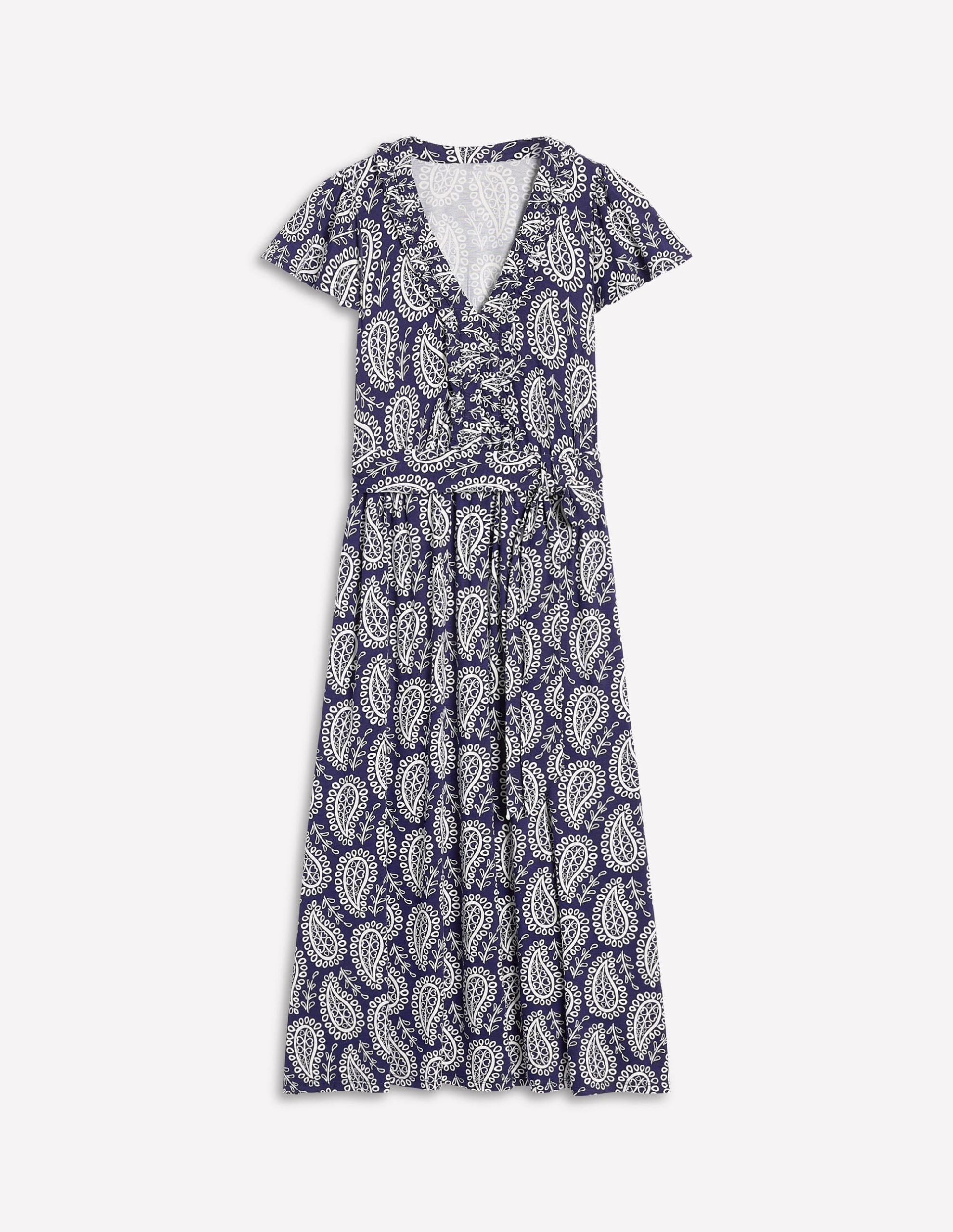 Nicola Jersey Tea Dress-French Navy. Paisley Heart - Image 6