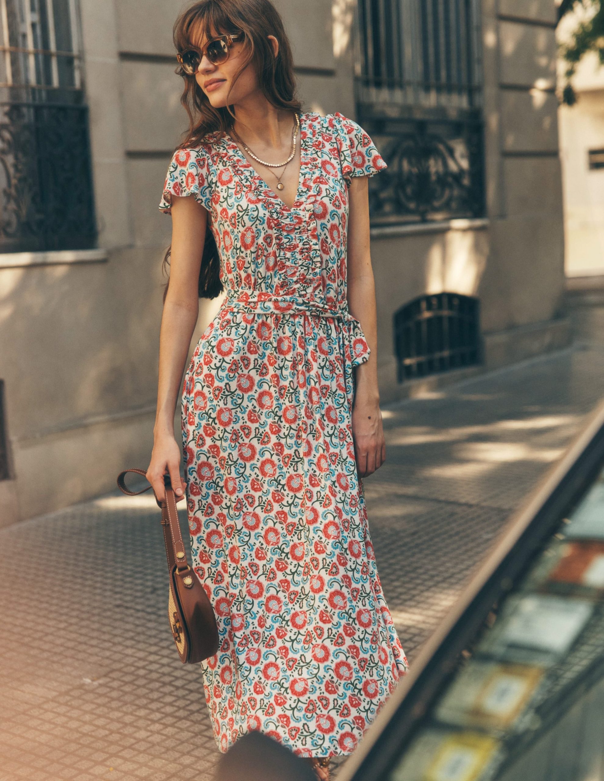 Nicola Jersey Tea Dress-Ivory. Garden Vine - Image 5