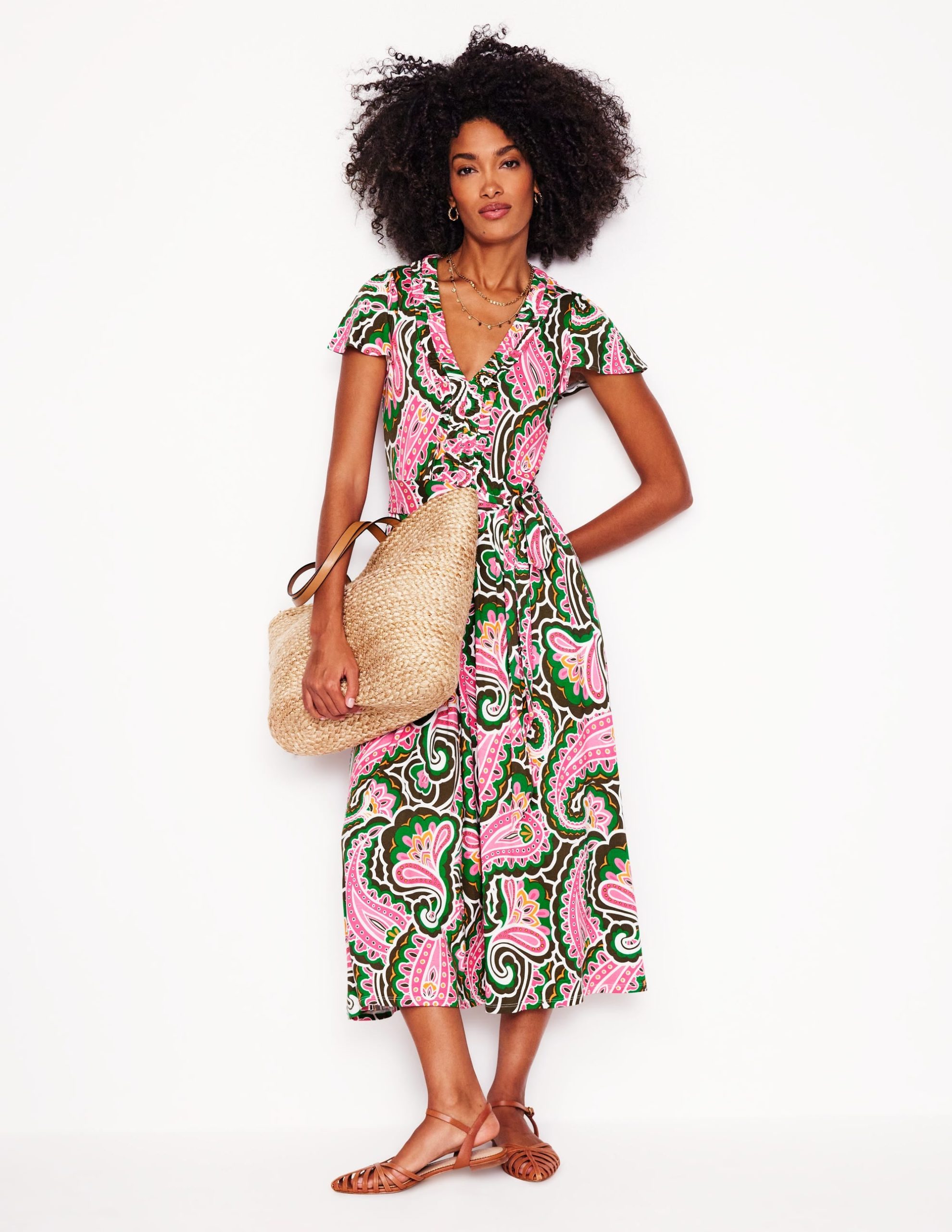Nicola Jersey Tea Dress-Multi. Scallop Paisley