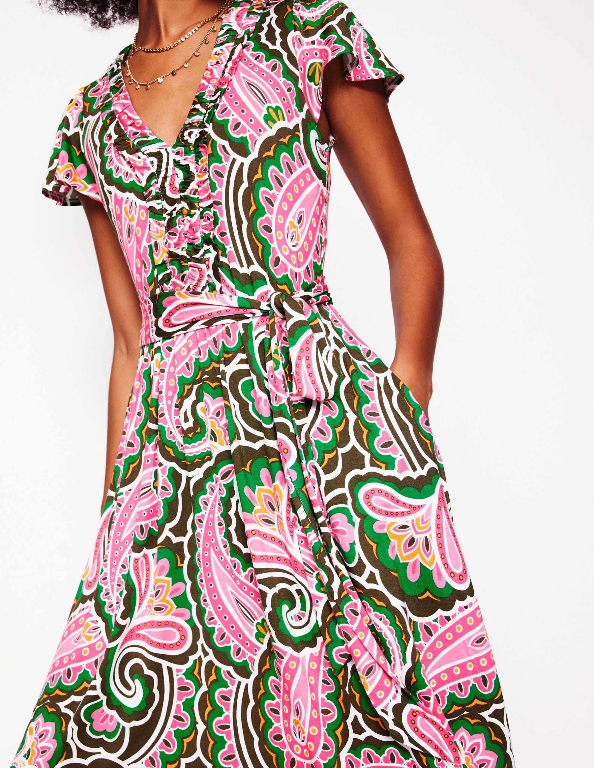 Nicola Jersey Tea Dress-Multi. Scallop Paisley - Image 2