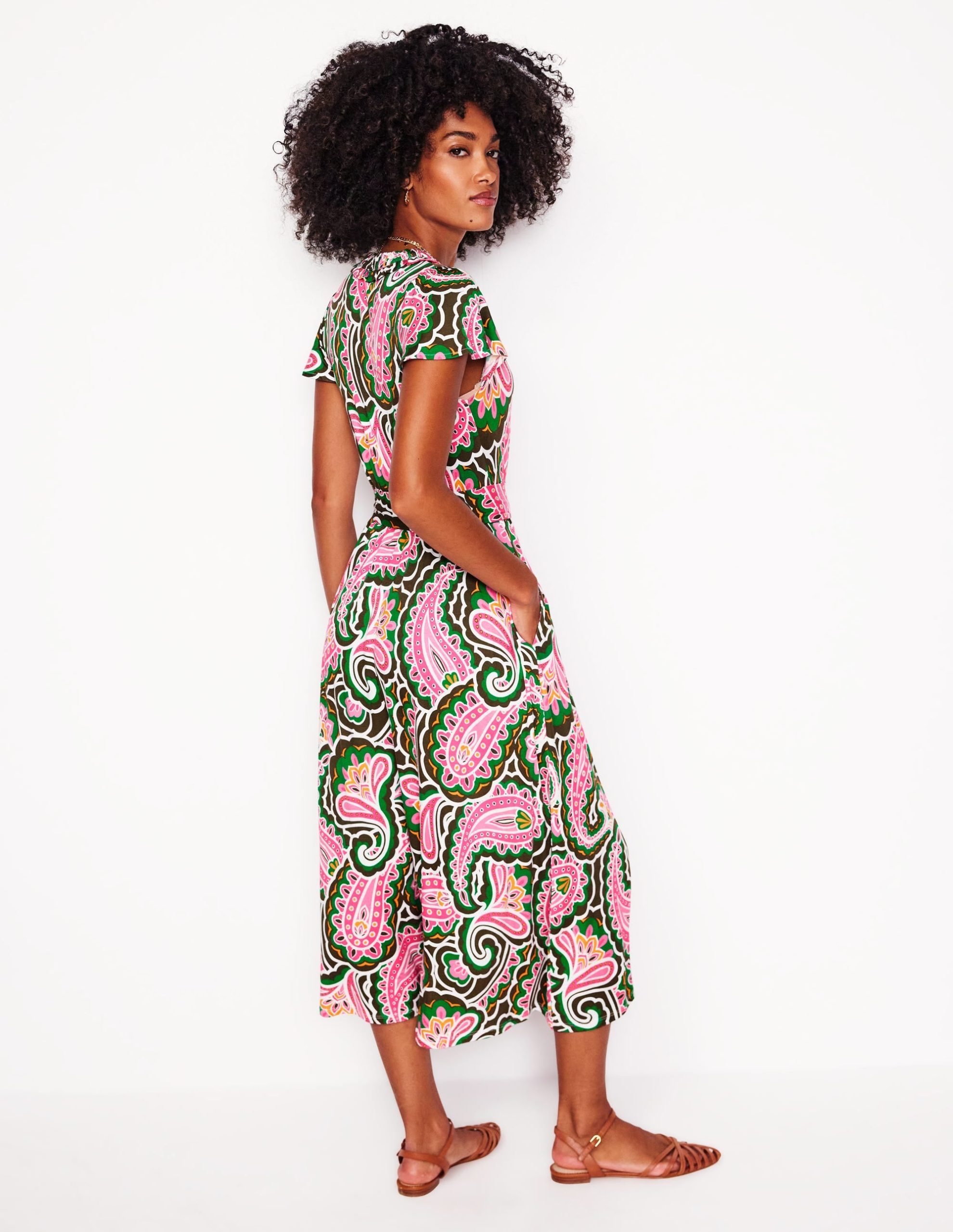 Nicola Jersey Tea Dress-Multi. Scallop Paisley - Image 3