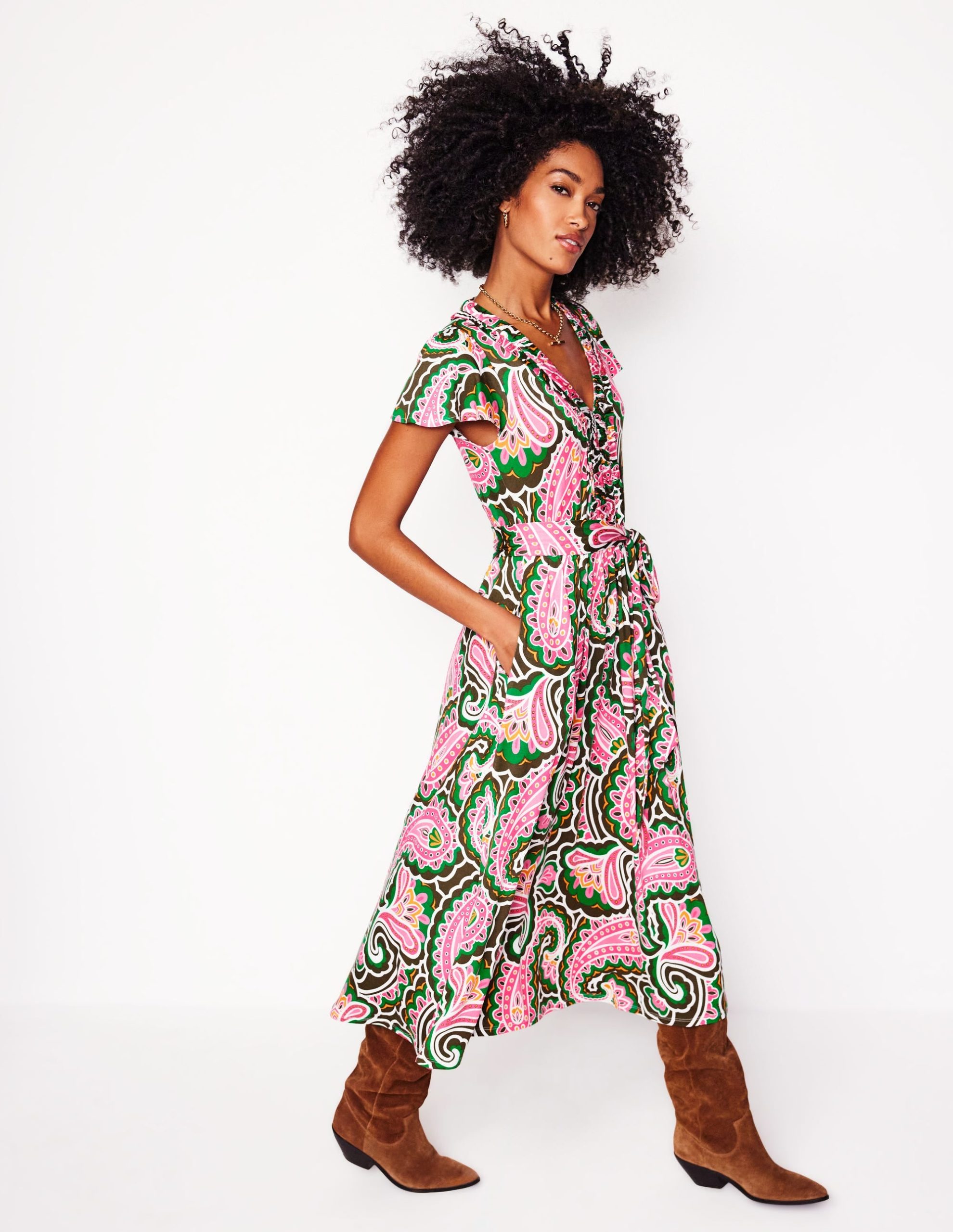 Nicola Jersey Tea Dress-Multi. Scallop Paisley - Image 5