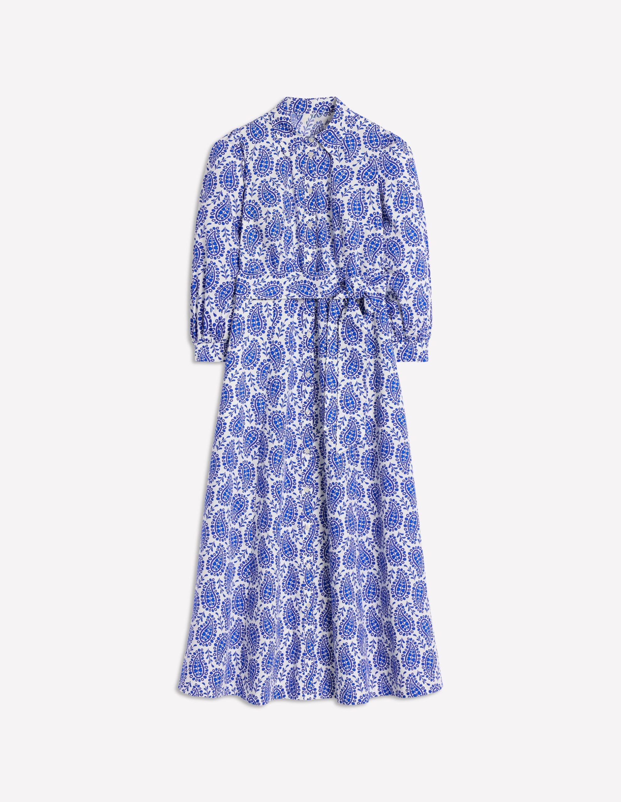 Clara Cotton Shirt Dress-Bright Blue. Paisley Heart - Image 7
