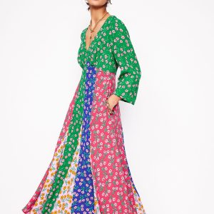 Lisa Long Sleeve Tea Dress-Hotched. Carnation Sprig