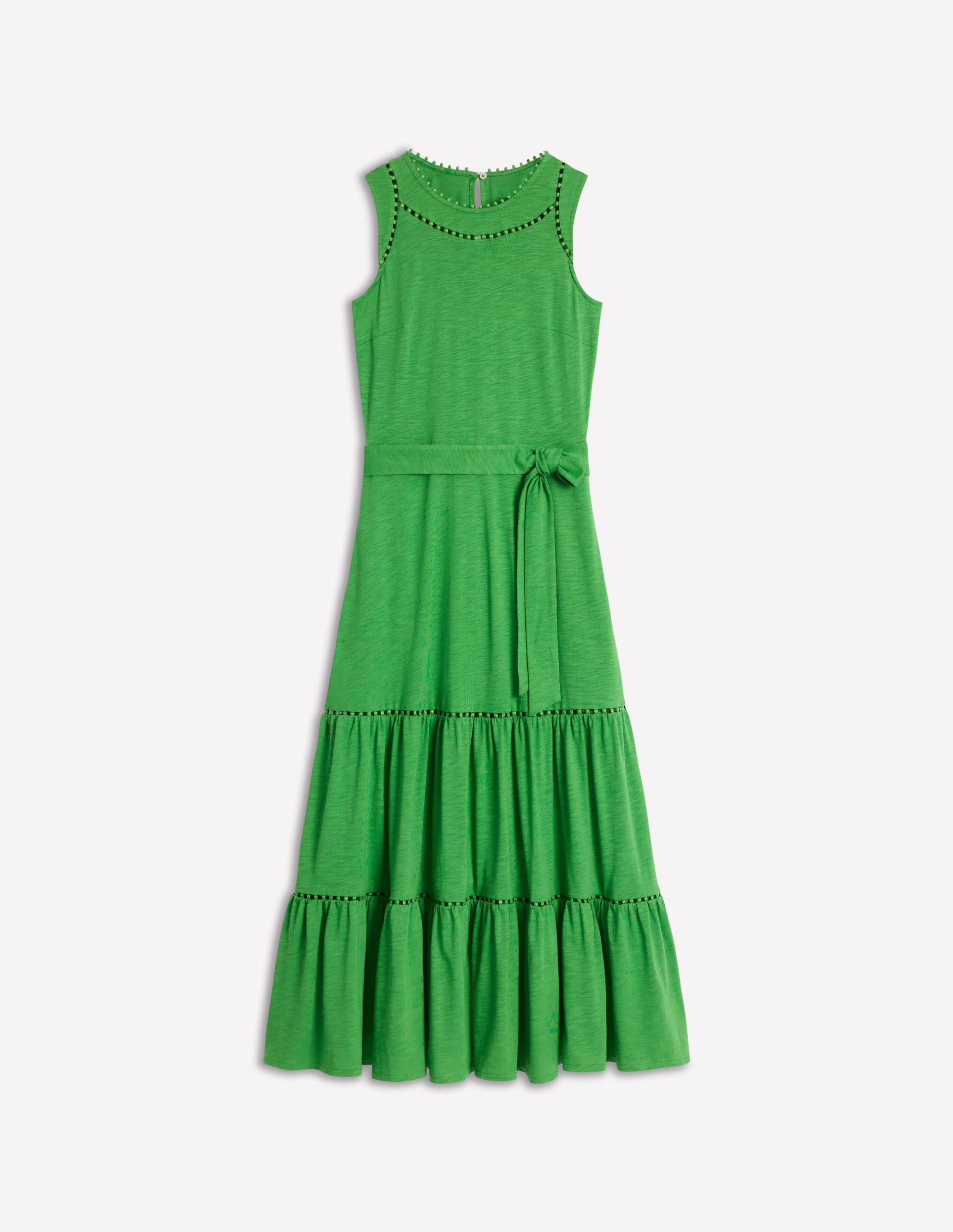 Mila Trim Tiered Jersey Dress-Paradise Green - Image 7