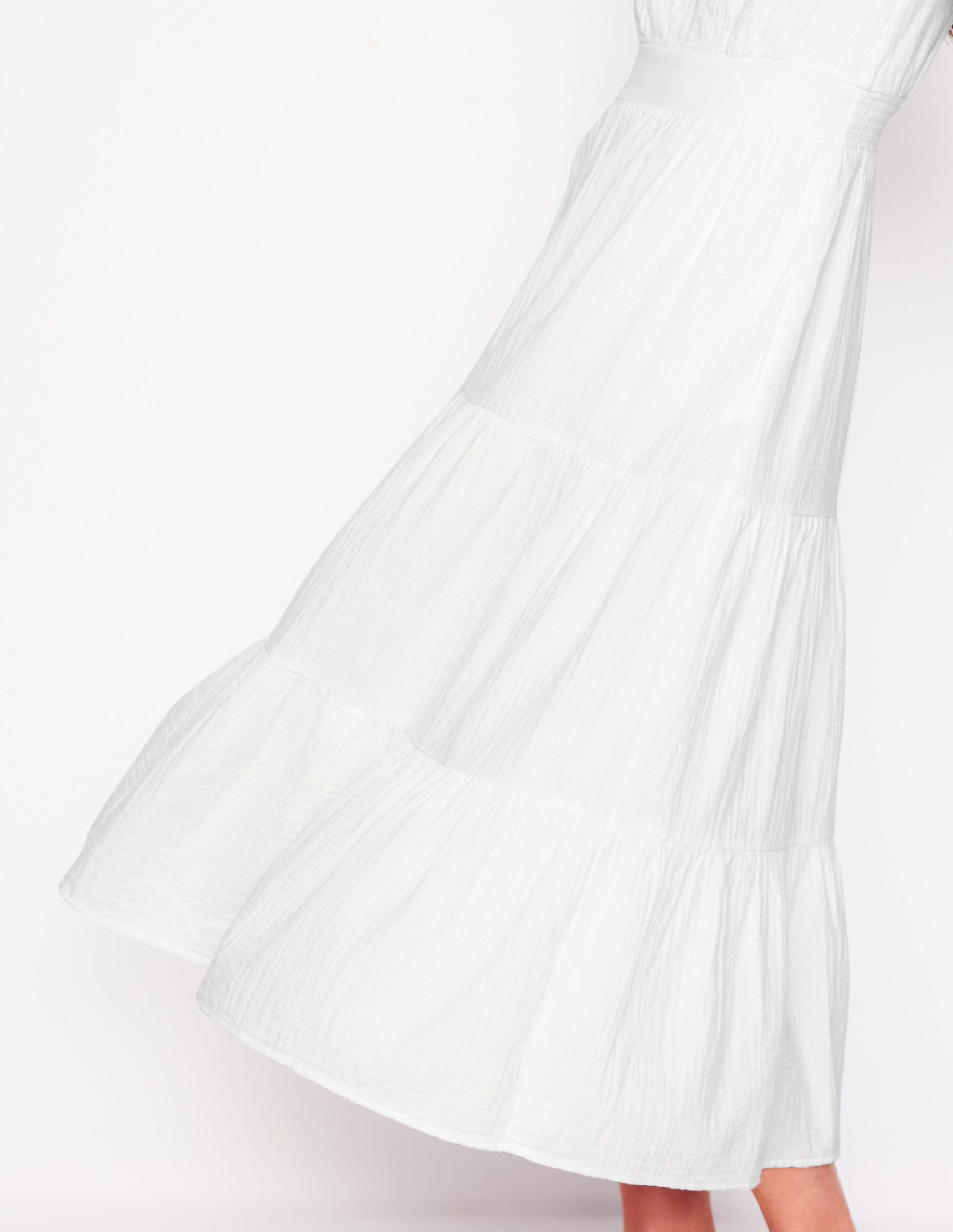 Anna Double Cloth Midi Dress-White - Image 5