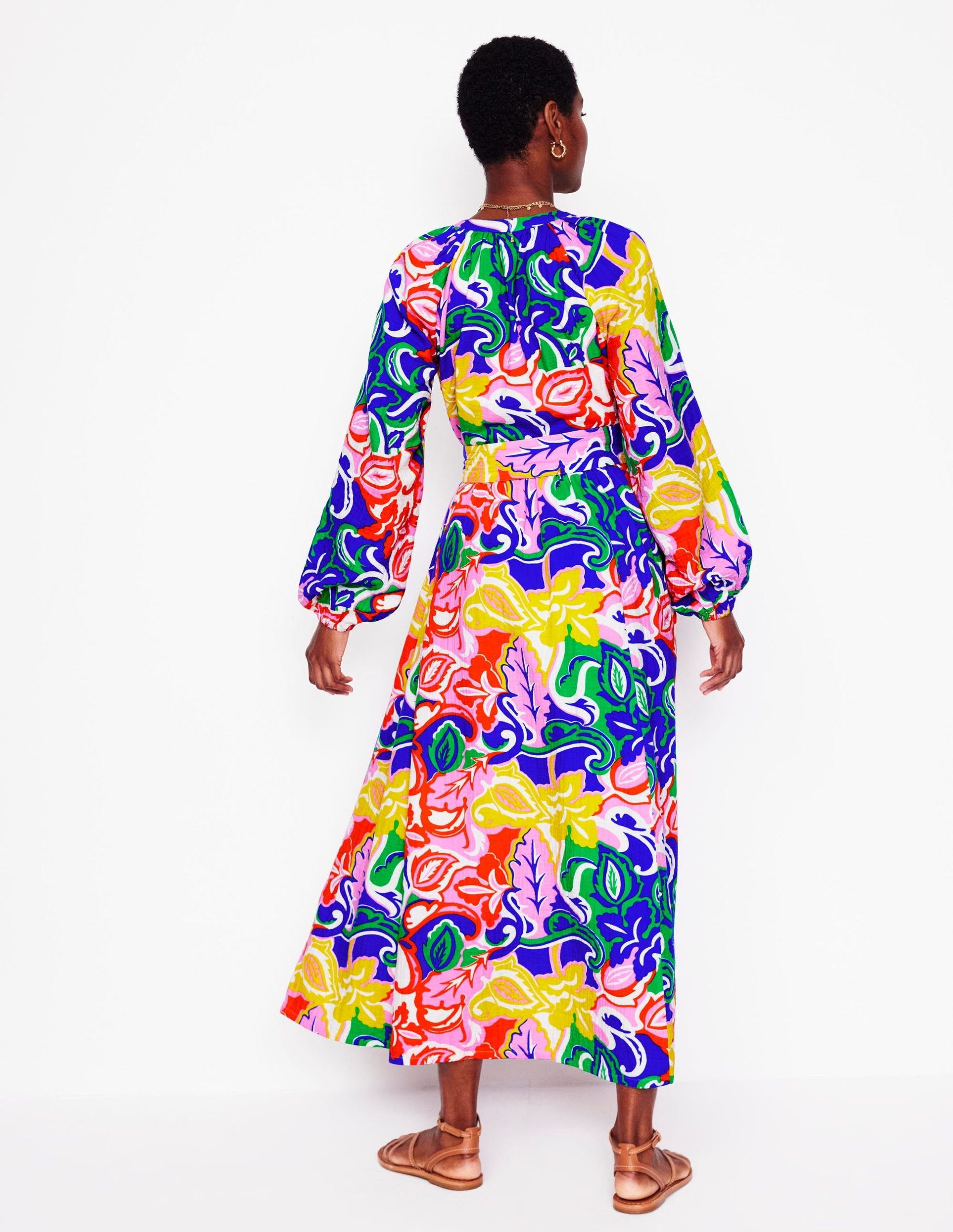 Faye Double Cloth Dress-Multi. Foliage Twirl - Image 3