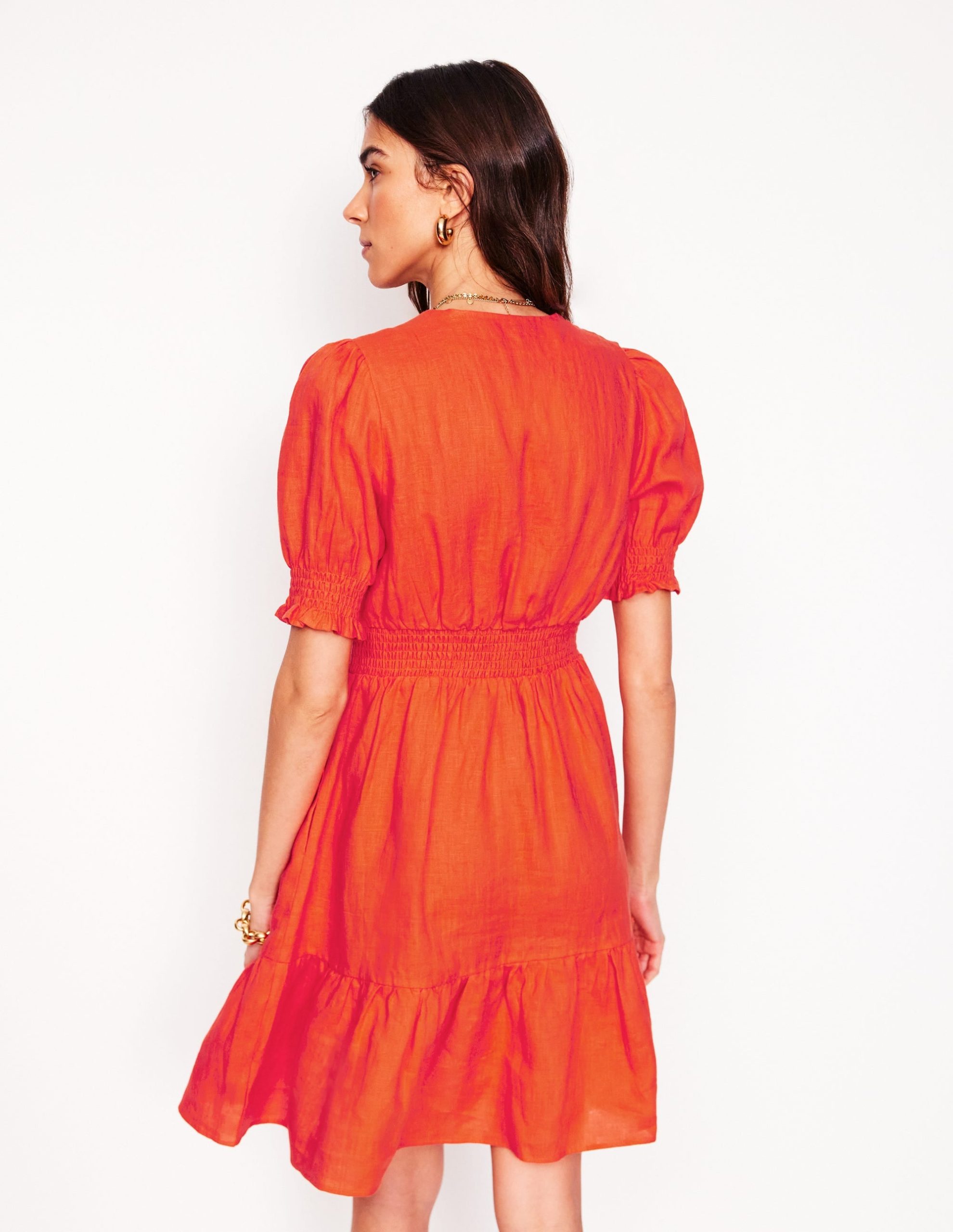 Anna Linen Short Dress-Firecracker Red - Image 2