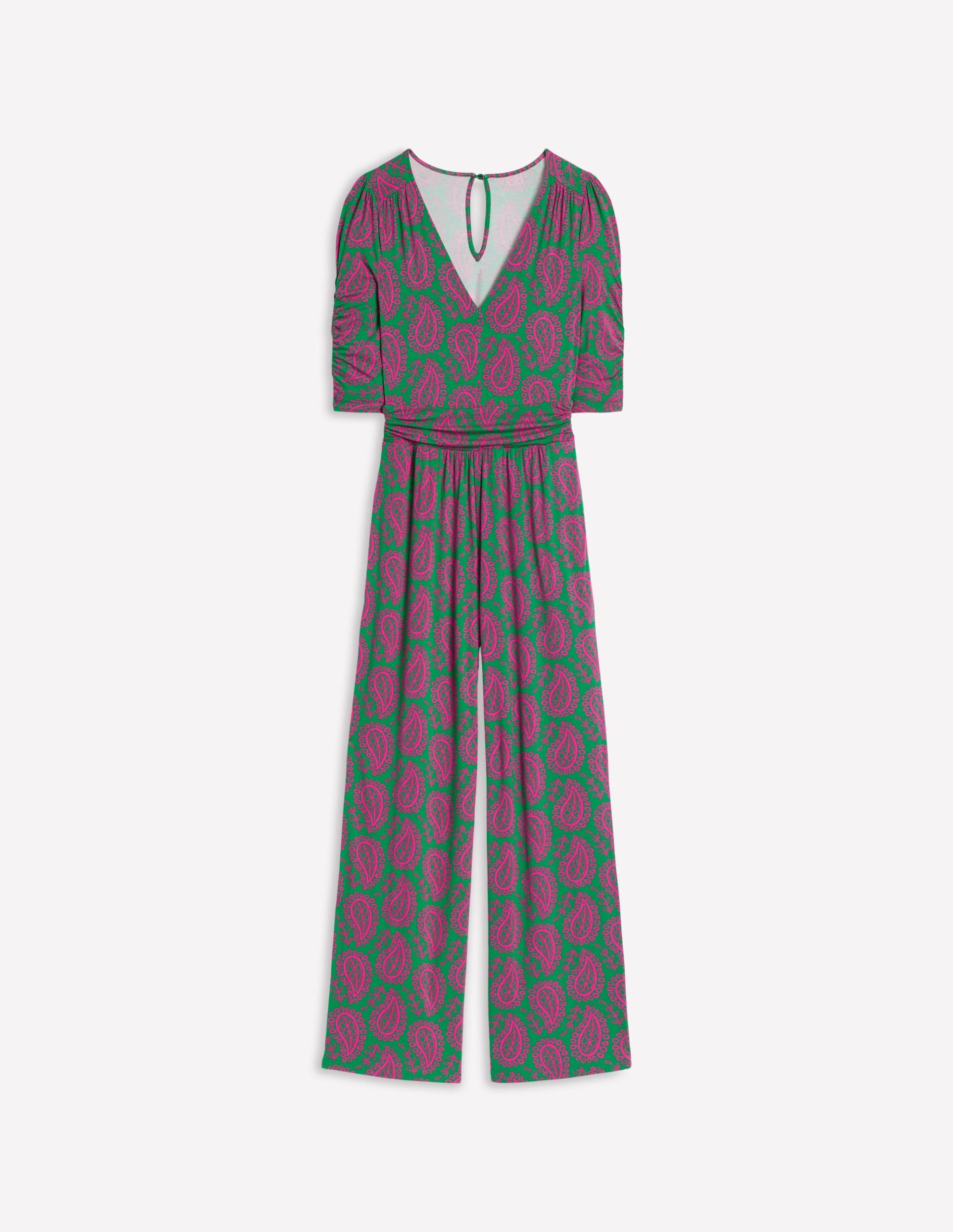 Ruched Waist Jumpsuit-Green. Paisley Heart - Image 4