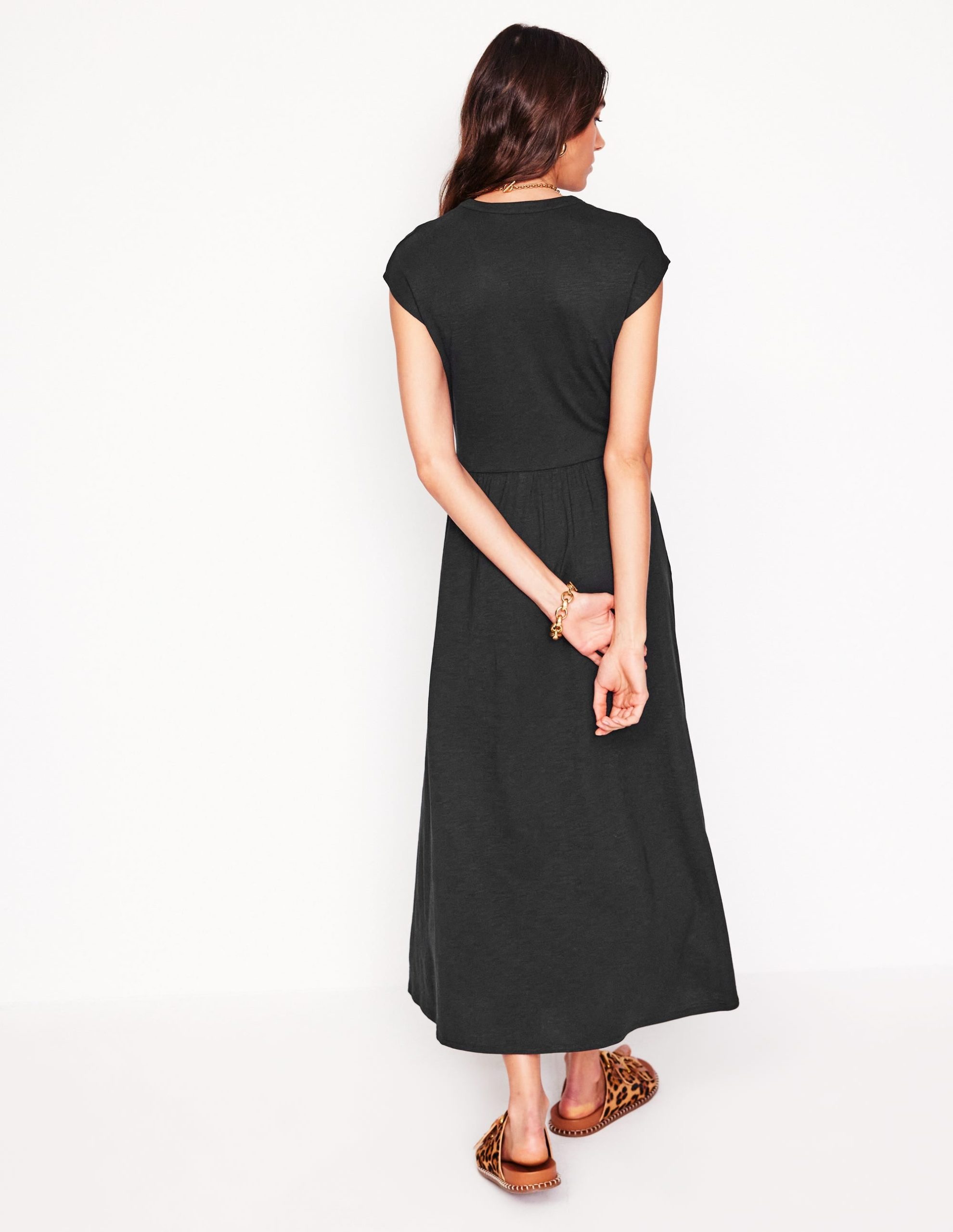 Chloe Jersey Midi Dress-Black - Image 4