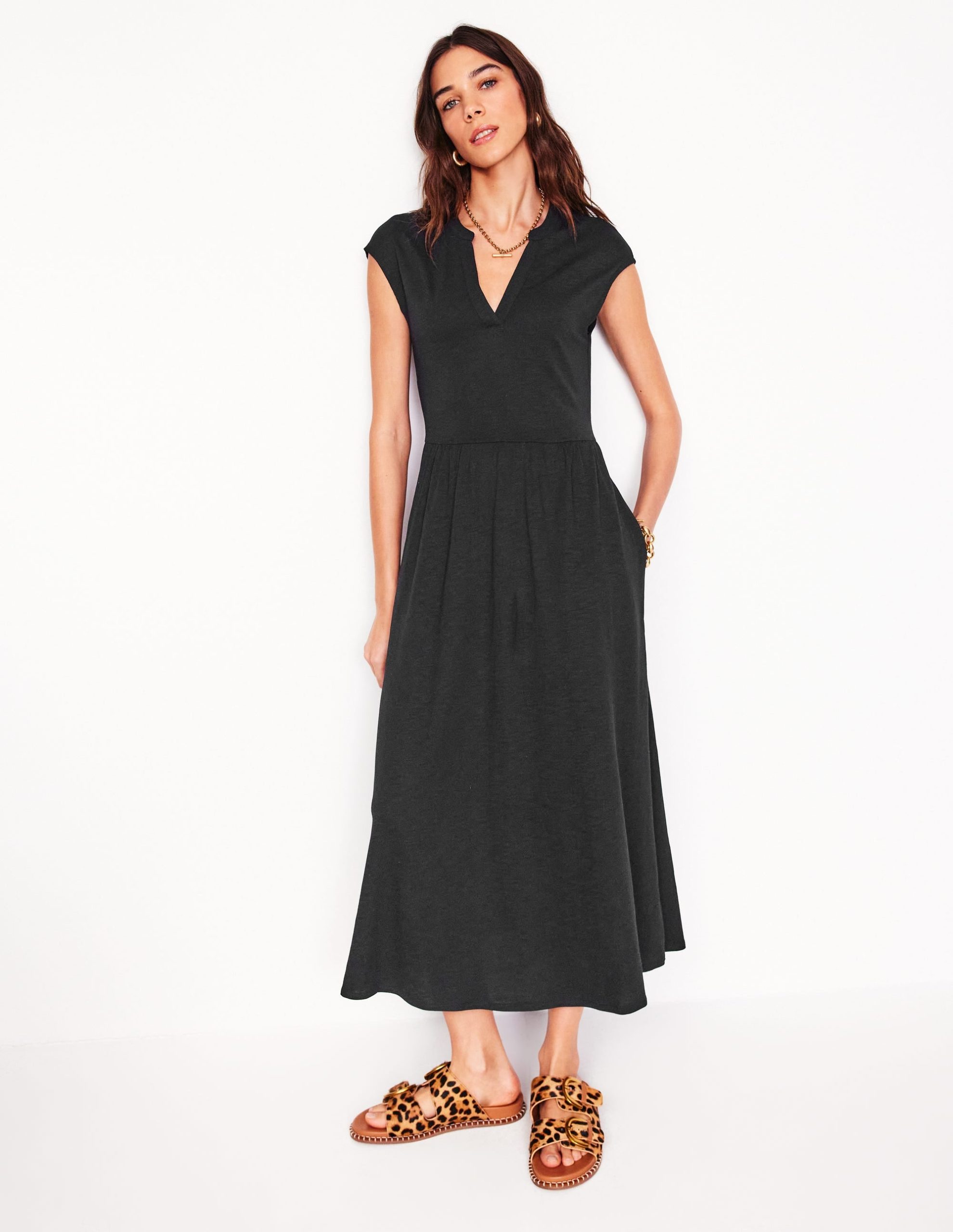 Chloe Jersey Midi Dress-Black - Image 5