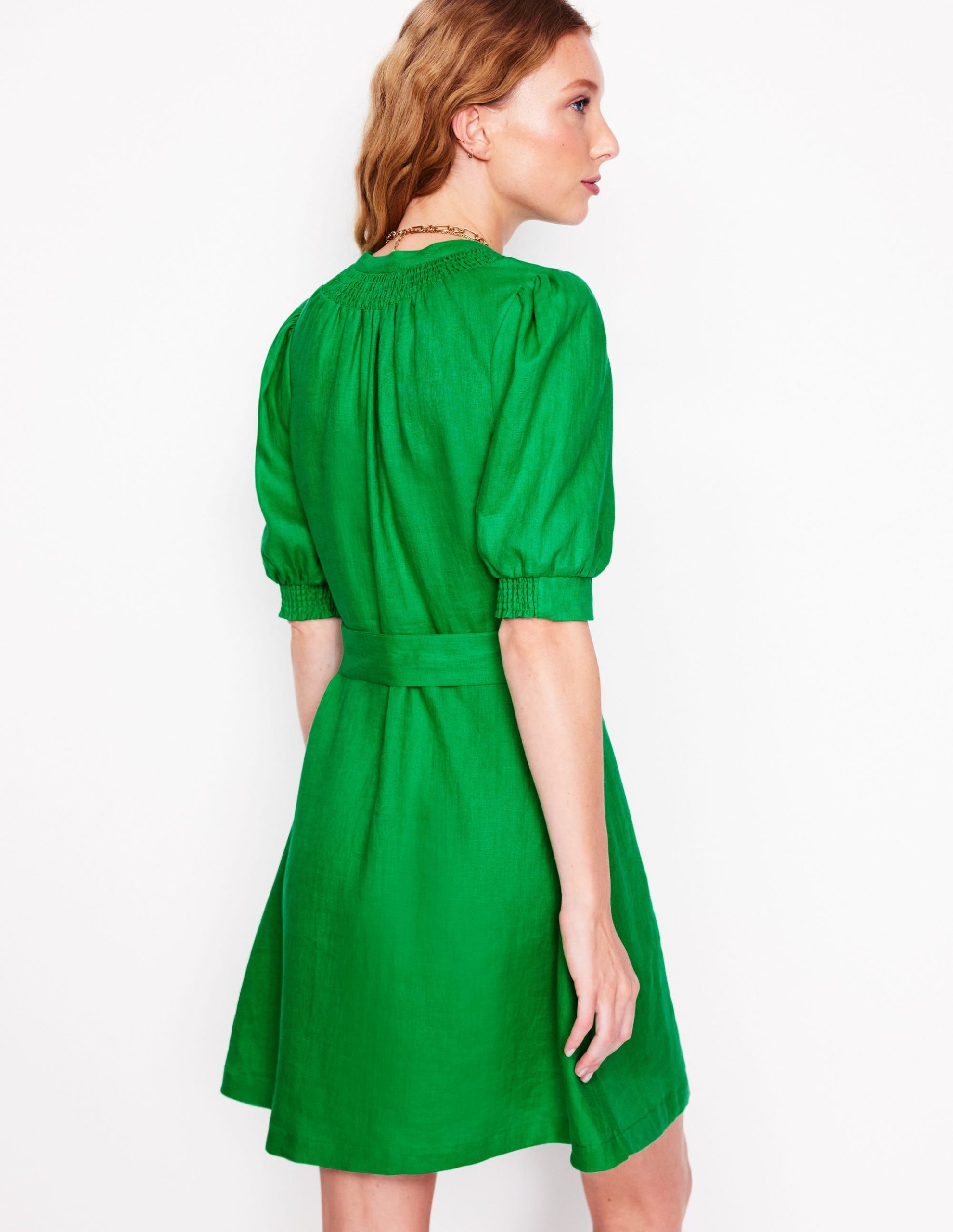 Ada Linen Short Dress-Sapling Green - Image 3