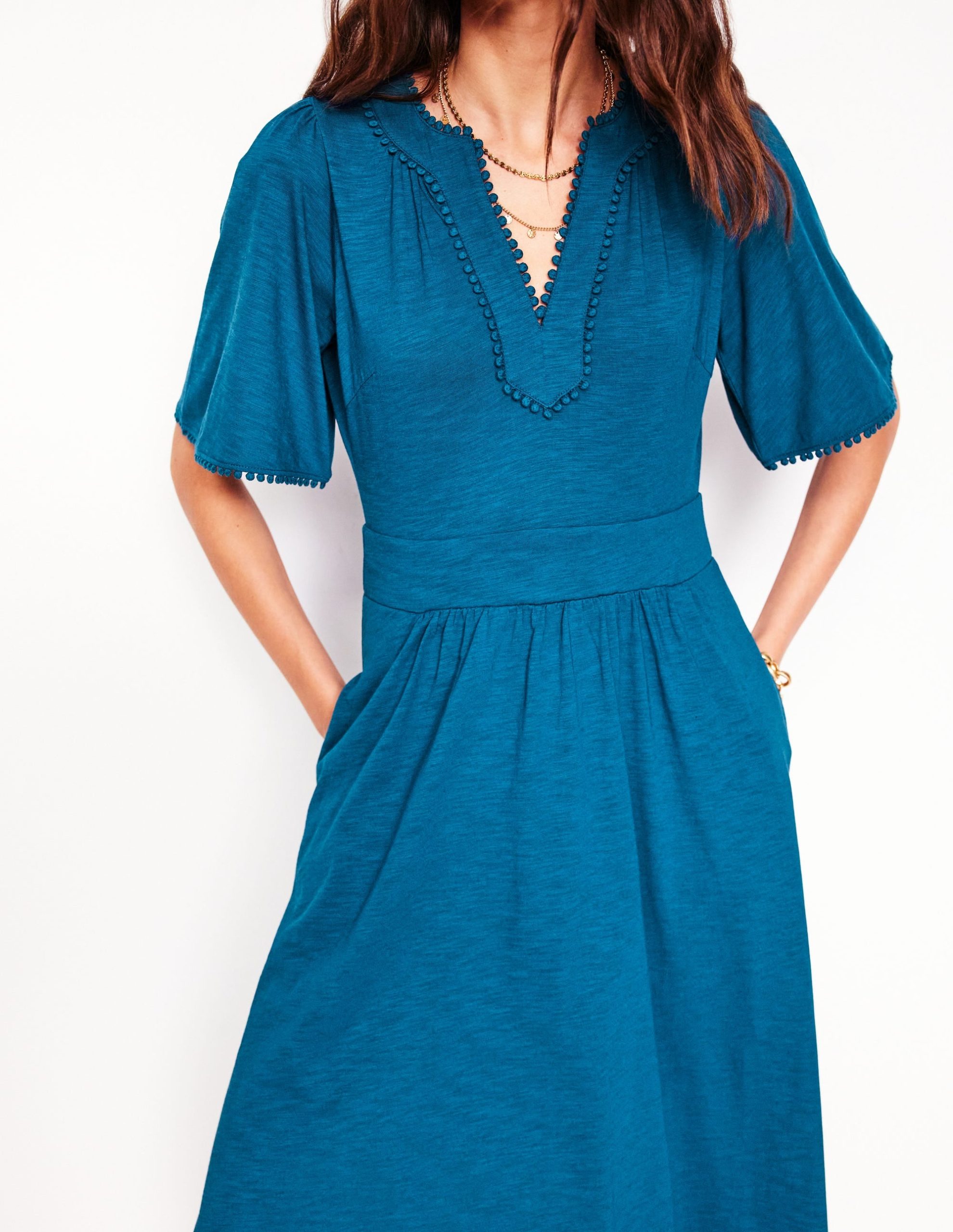 Maddie Trim Jersey Dress-Harbour Blue - Image 3