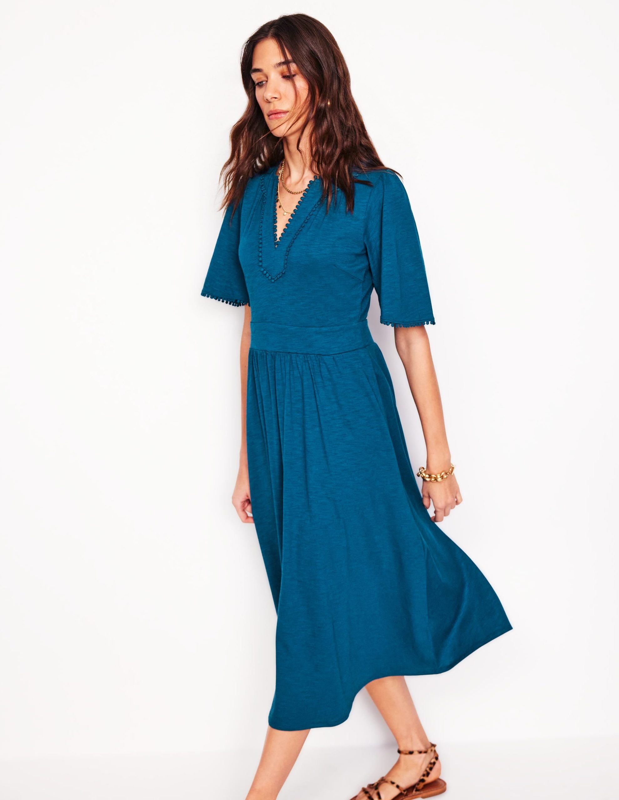 Maddie Trim Jersey Dress-Harbour Blue - Image 5