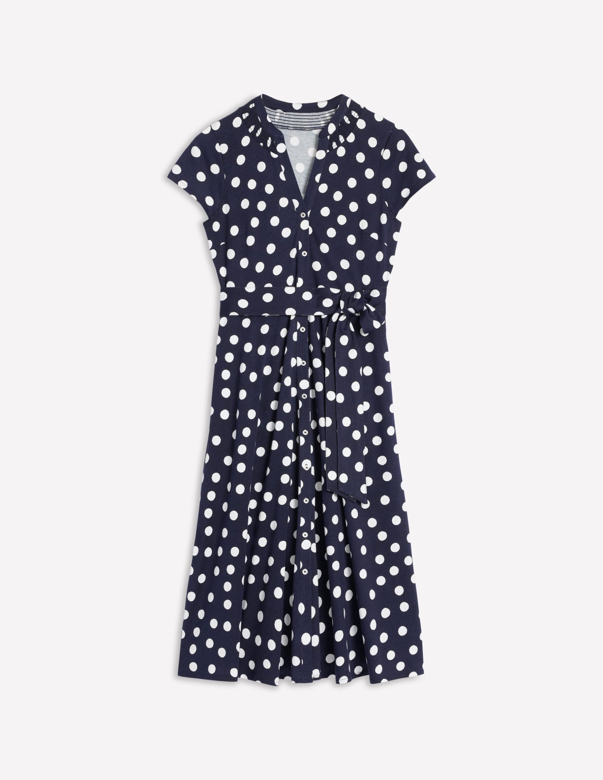 Sara Jersey Shirt Dress-French Navy. Abstract Dot - Image 5