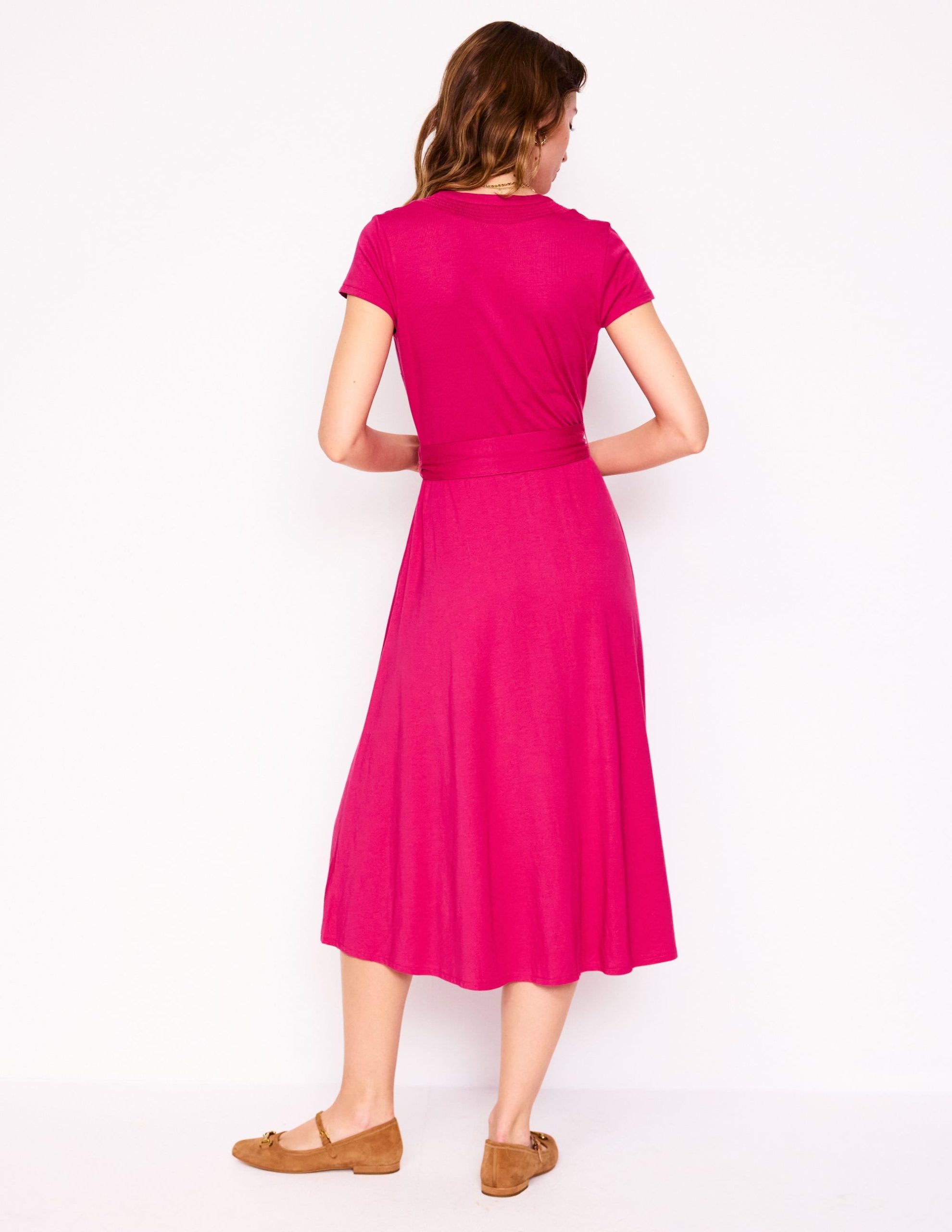 Sara Jersey Shirt Dress-Cherry Jam - Image 3