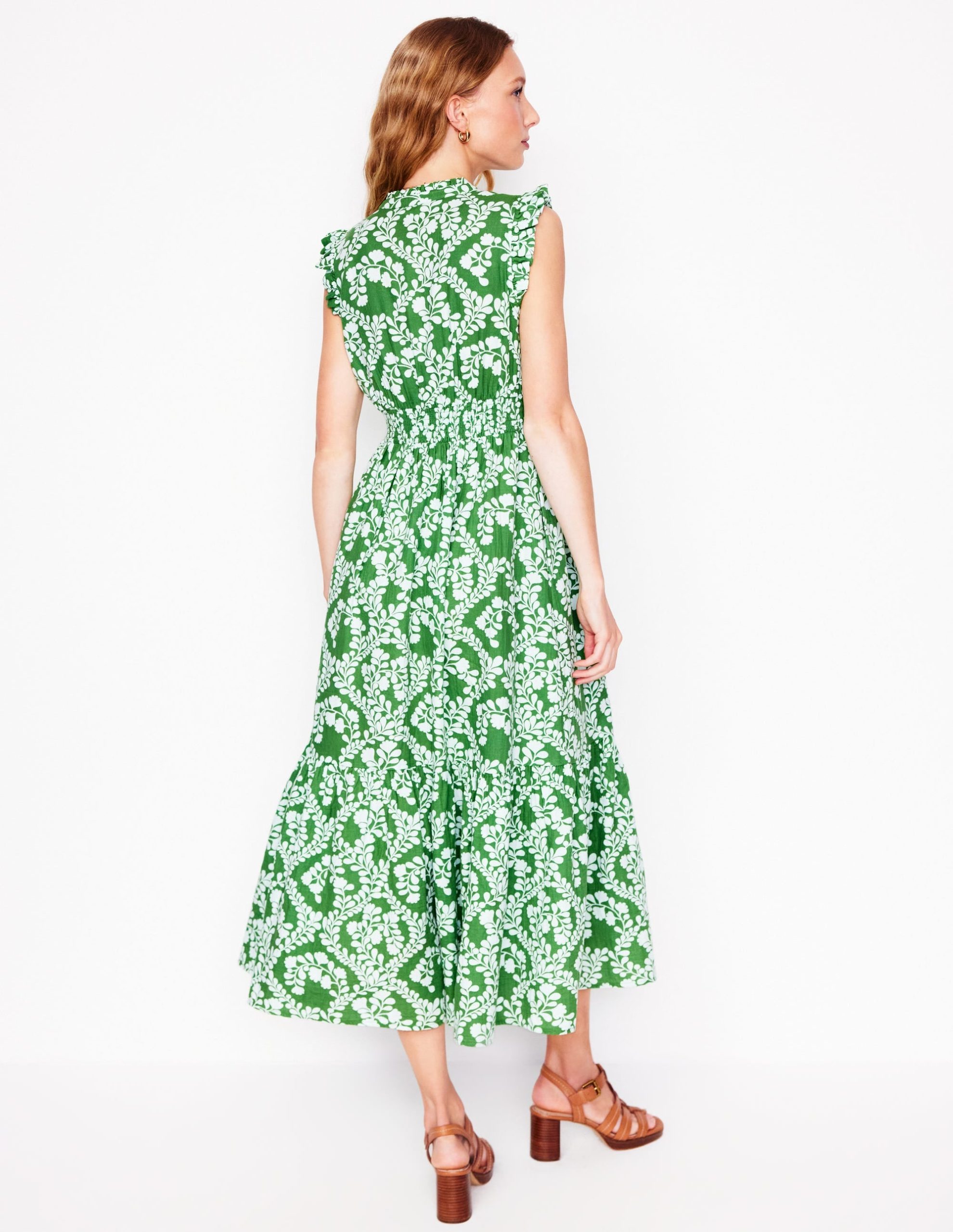 Wren Double Cloth Midi Dress-Paradise Green.Vine Silhouette - Image 3