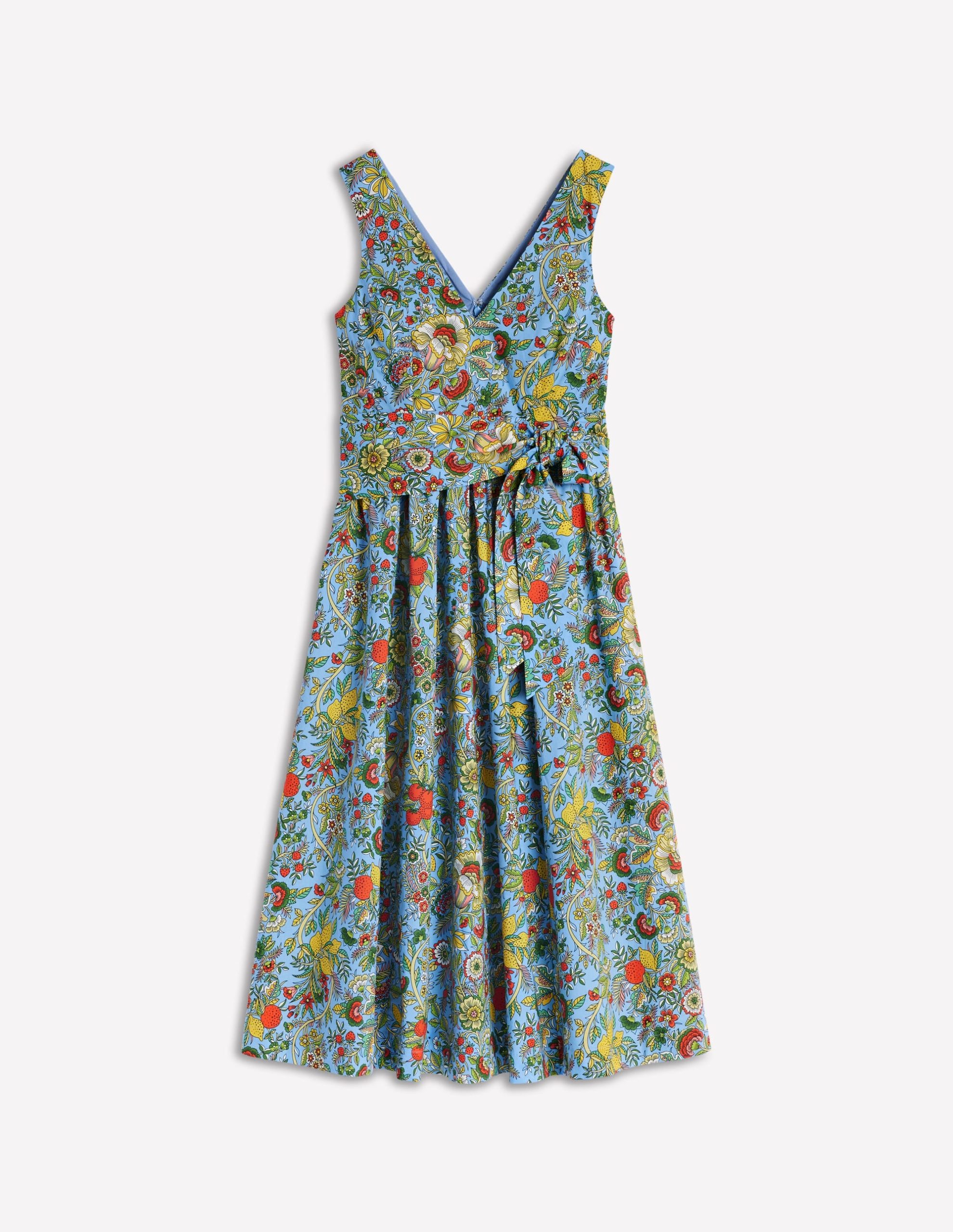 V-Neck Belted Flare Dress-Multi. Citrus Vine - Image 5