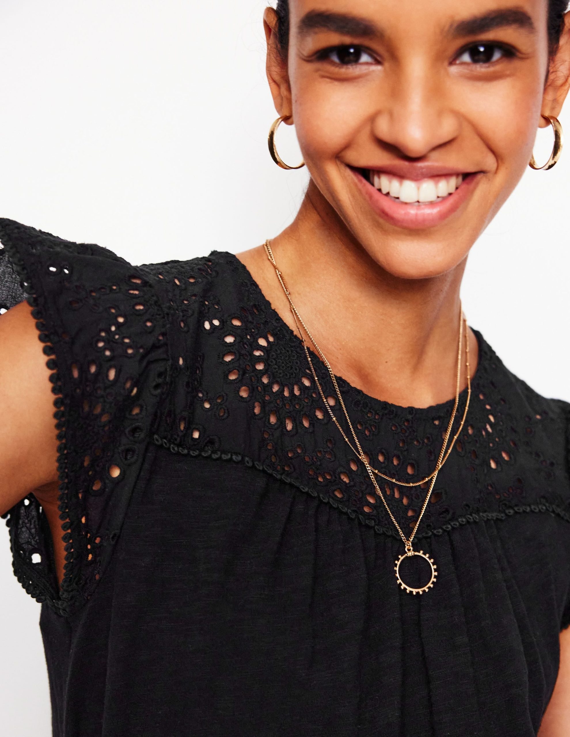 Juliet Broderie Short Dress-Black - Image 2