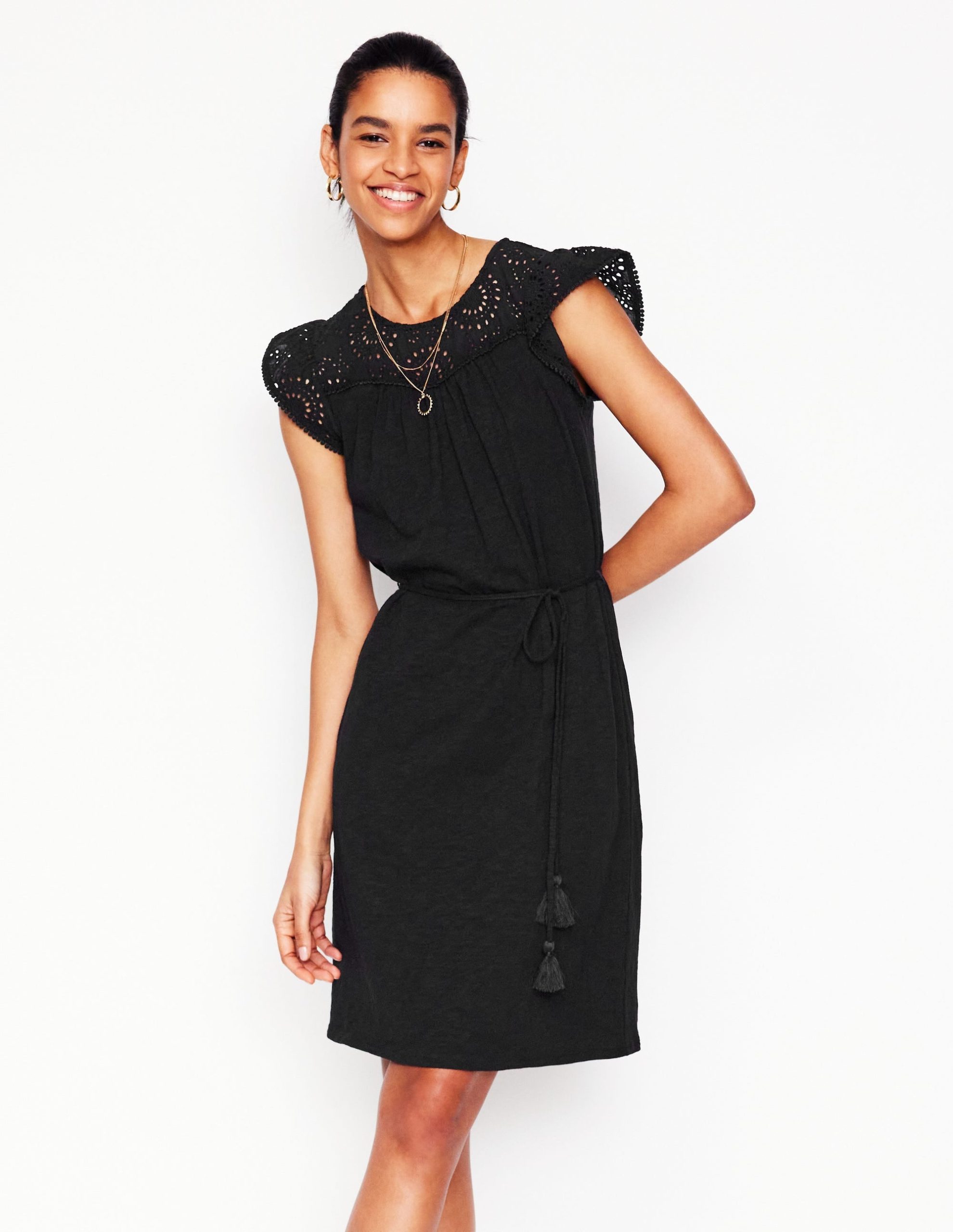 Juliet Broderie Short Dress-Black - Image 3
