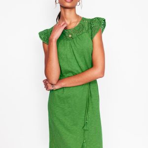 Juliet Broderie Short Dress-Paradise Green
