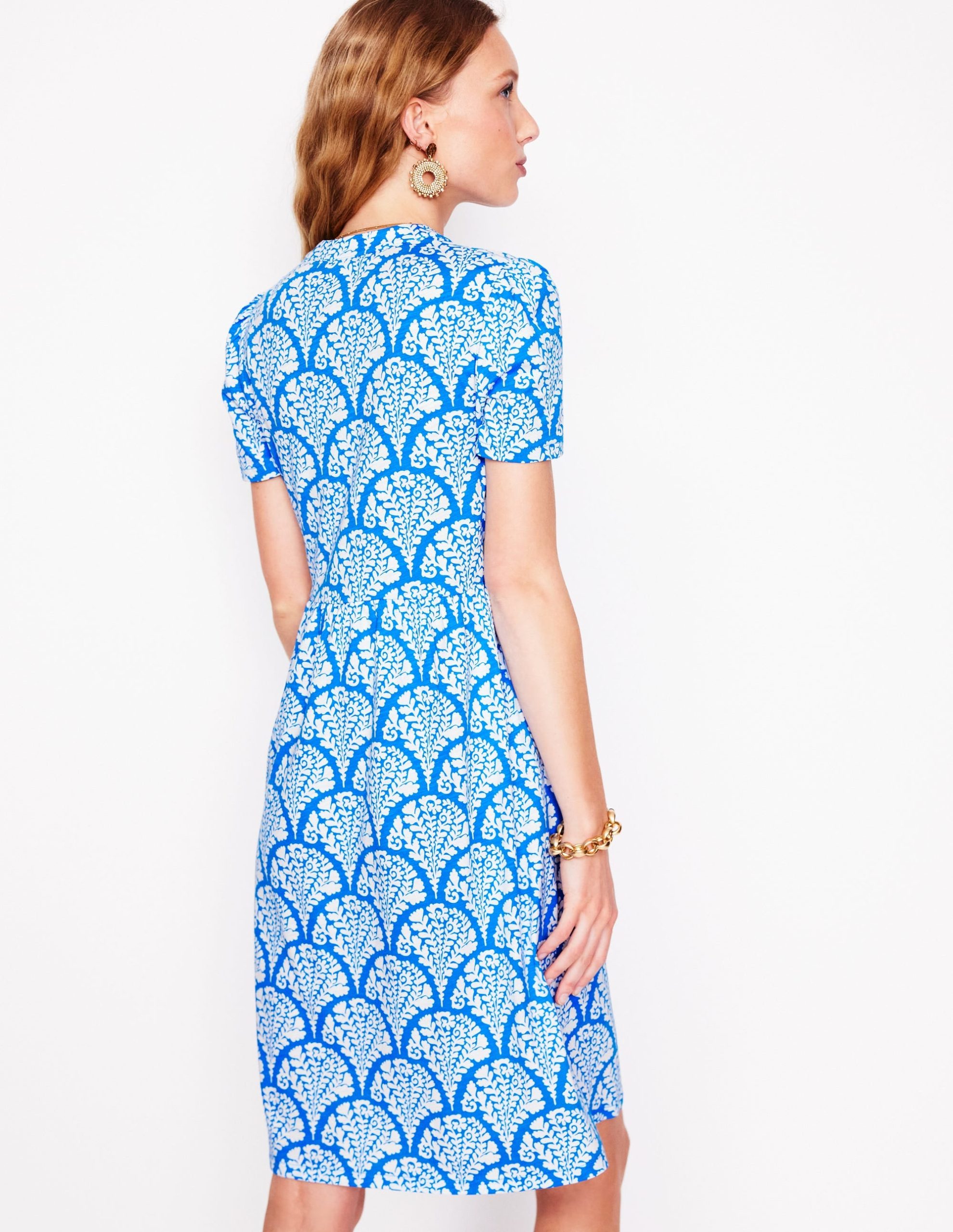 Naomi Short Sleeve Dress-Cerulean Blue. Blossomy - Image 4