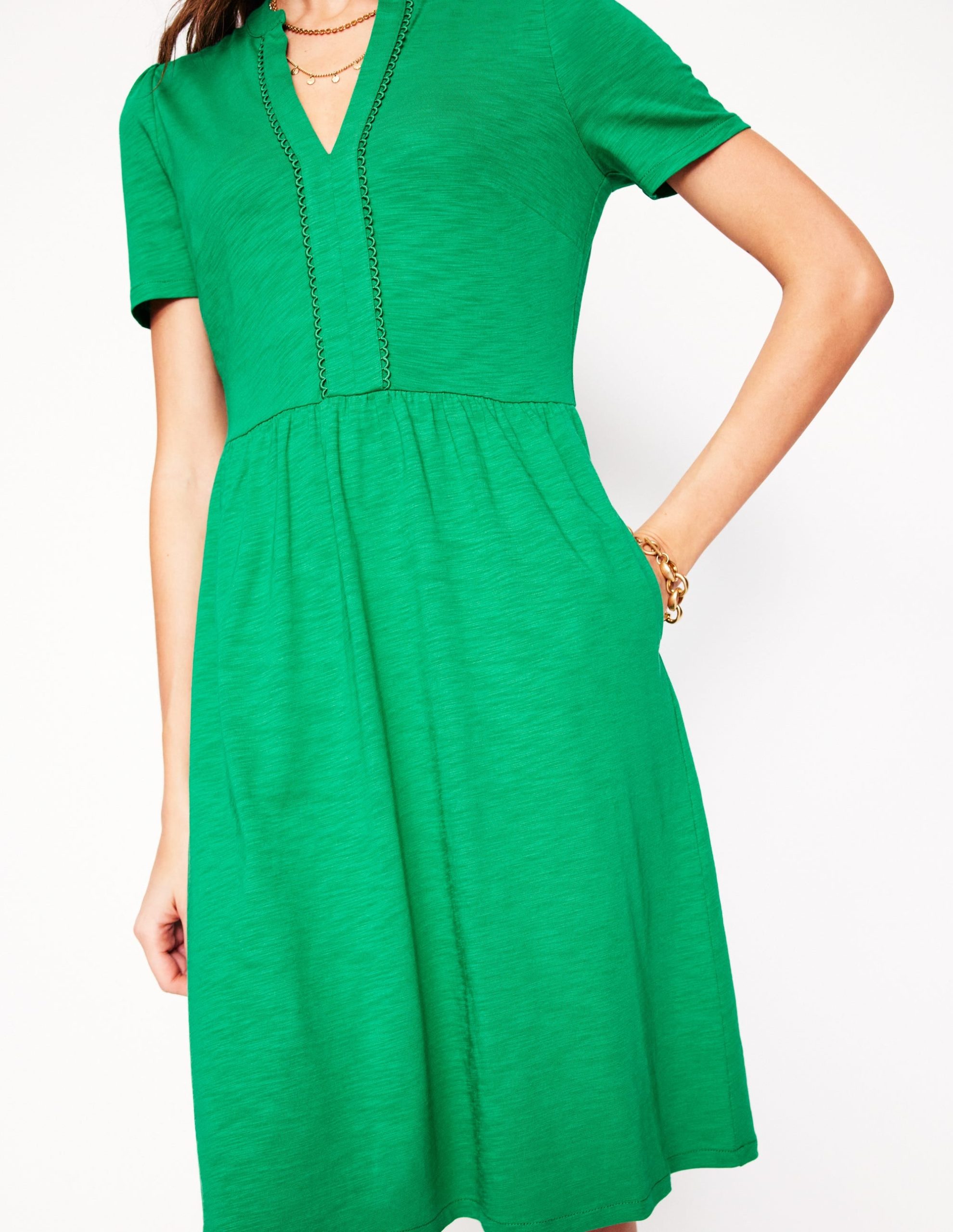 Naomi Short Sleeve Dress-Rich Emerald - Image 2