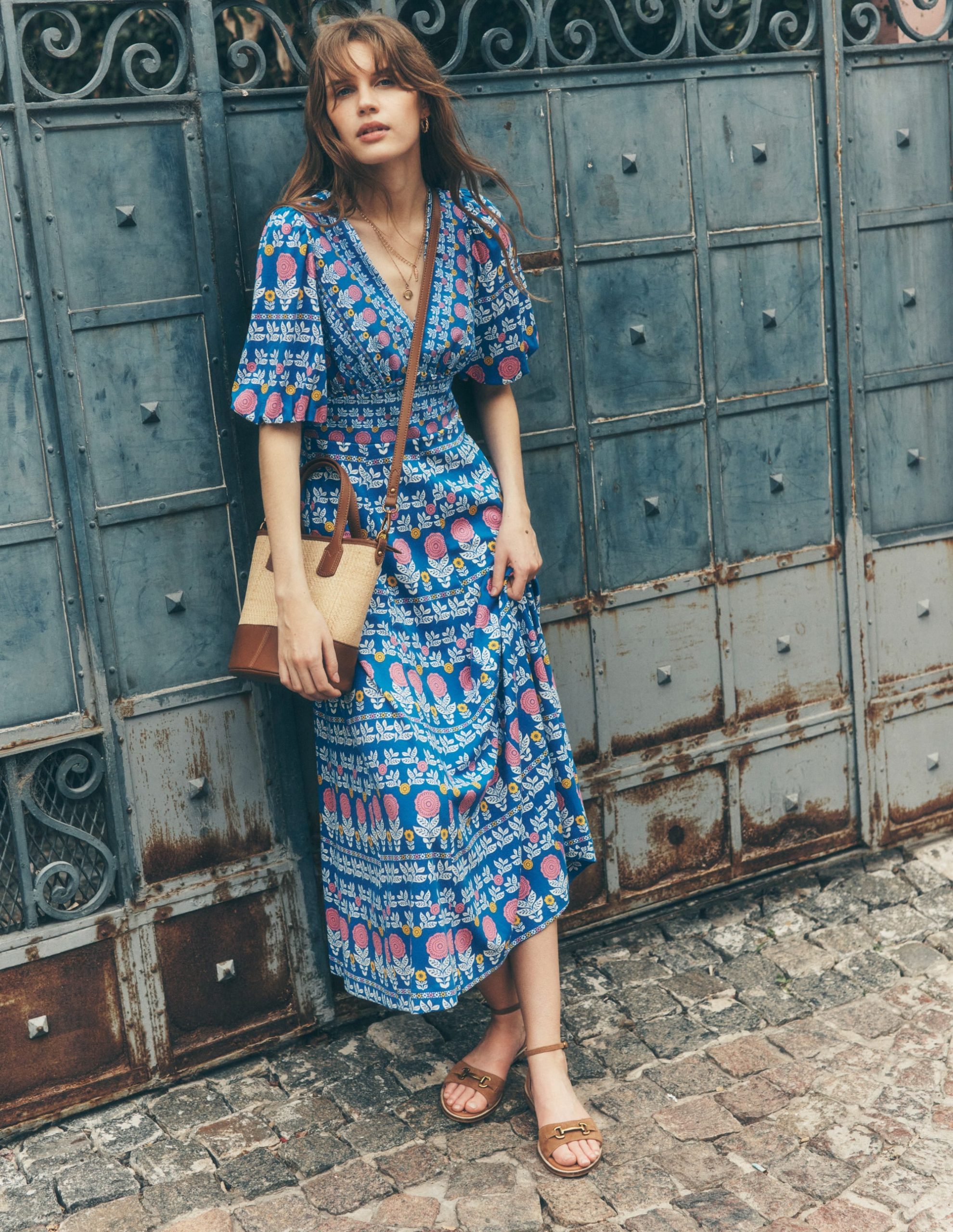 Ponte Puff Sleeve Tea Dress-Gallery Blue. Dahlia Garden - Image 5