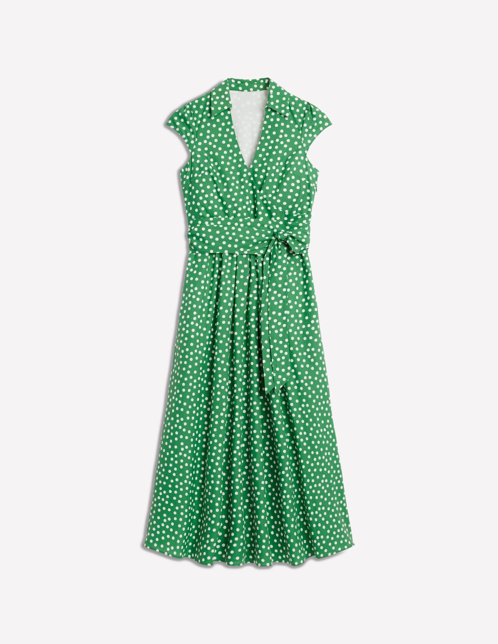 Julia Cotton Wrap Midi Dress-Highland Green. Painted Dot - Image 6