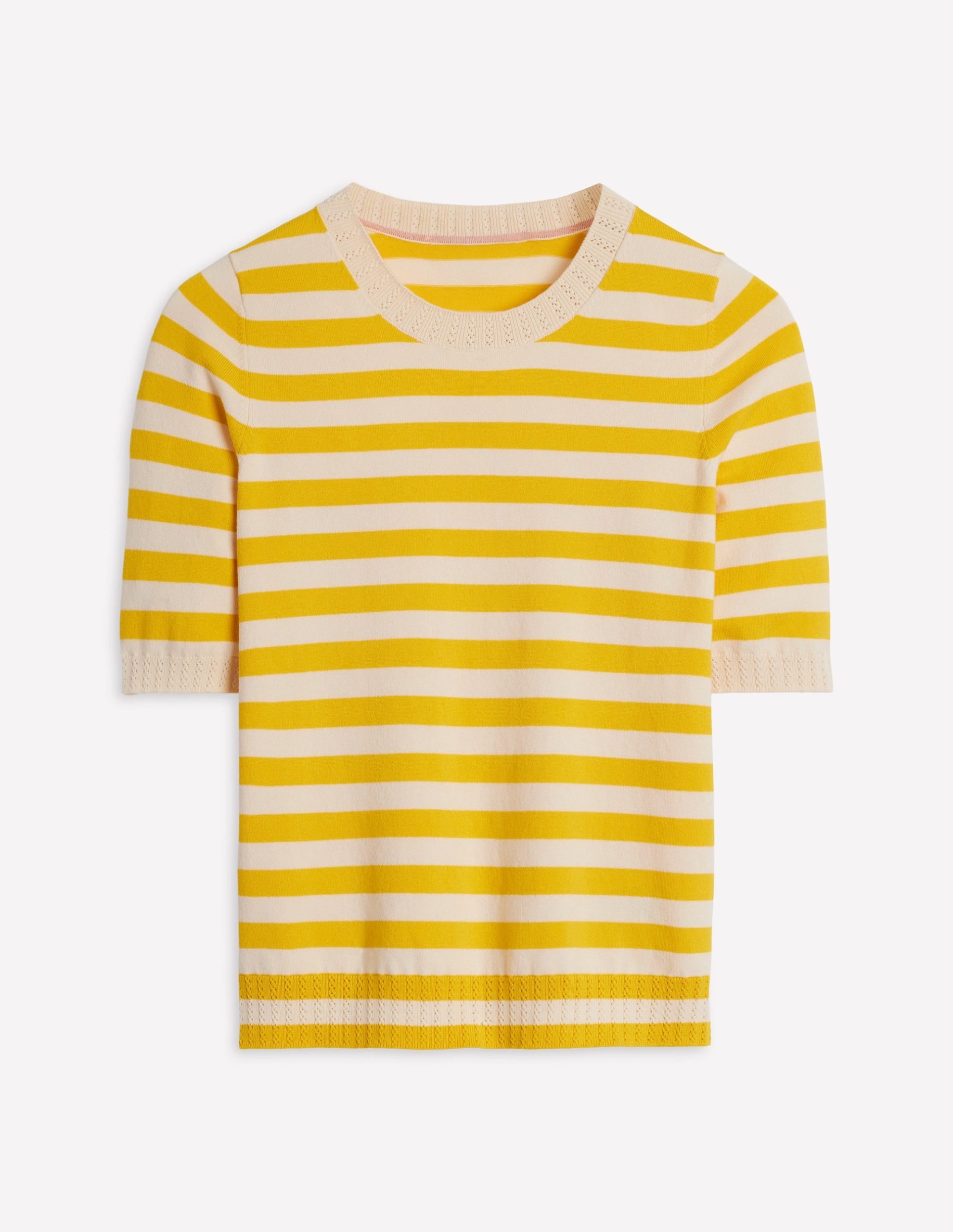Emilia Cotton Crew T-shirt-Yellow and Ivory Stripe - Image 7