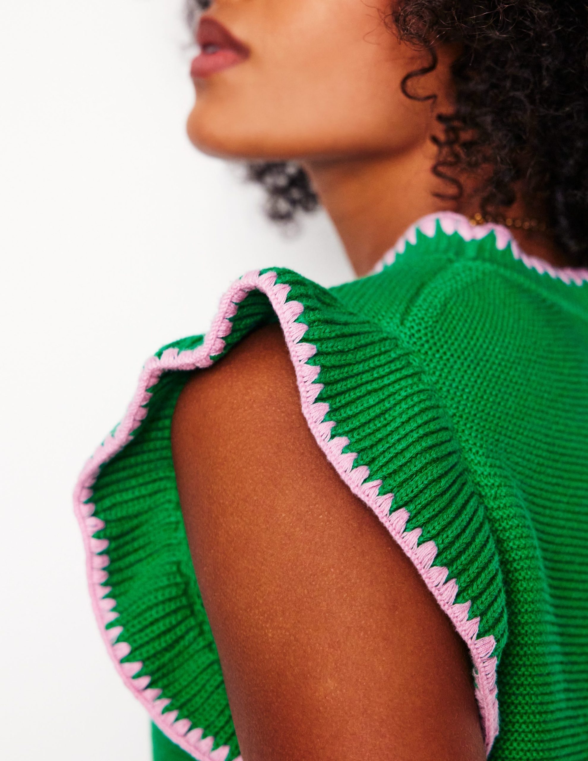 Lena Stitch Detail Vest-Rich Emerald - Image 3