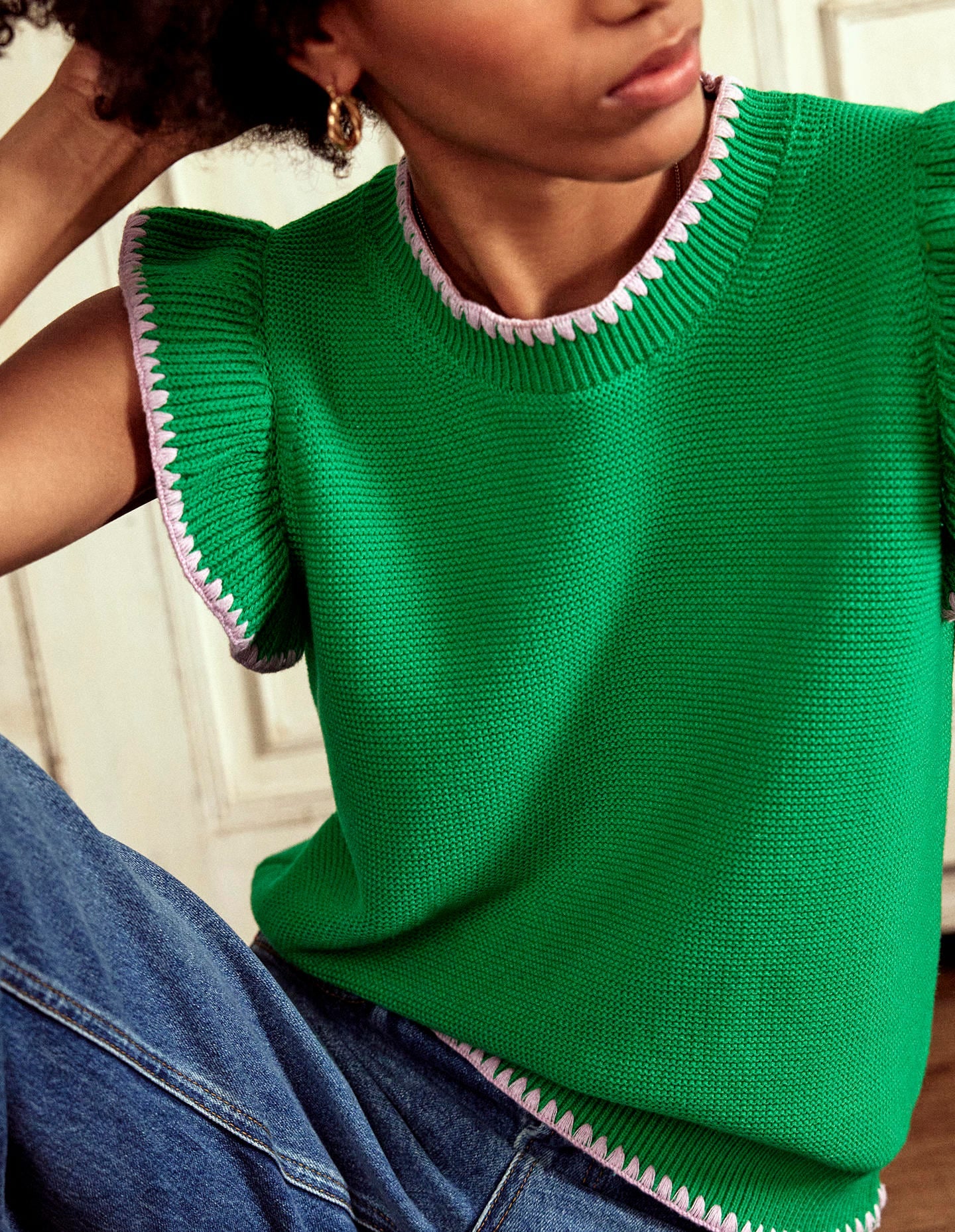 Lena Stitch Detail Vest-Rich Emerald - Image 6