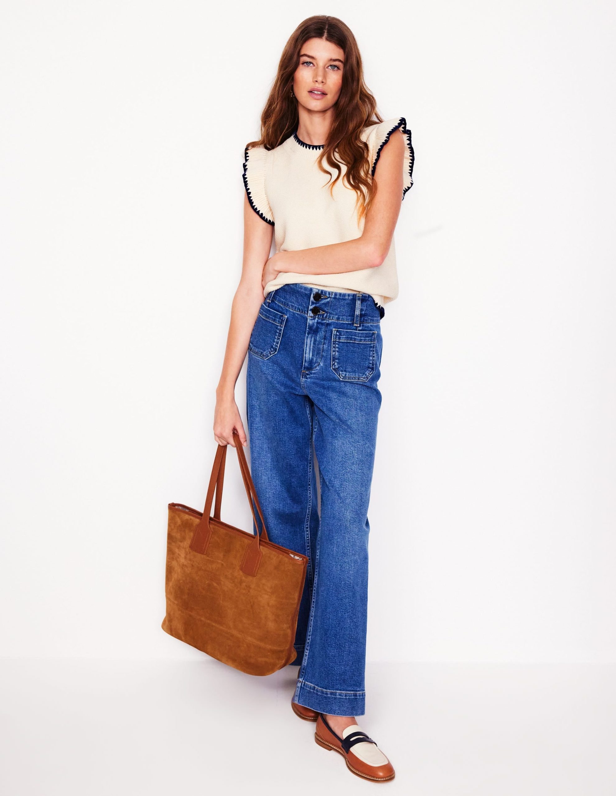 Lena Stitch Detail Vest-Warm Ivory - Image 6