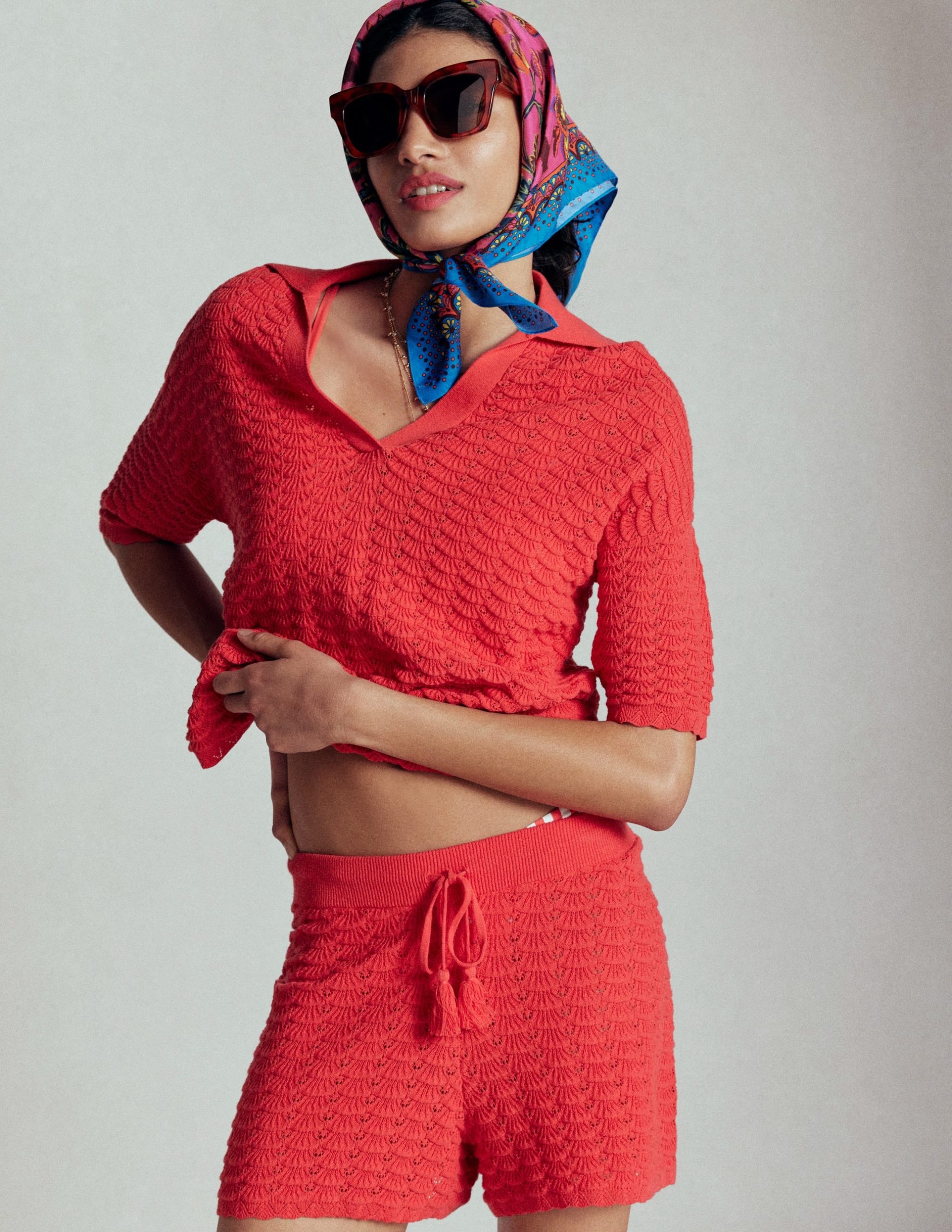 Collared Henley Sweater-Strawberry Tart Red - Image 3