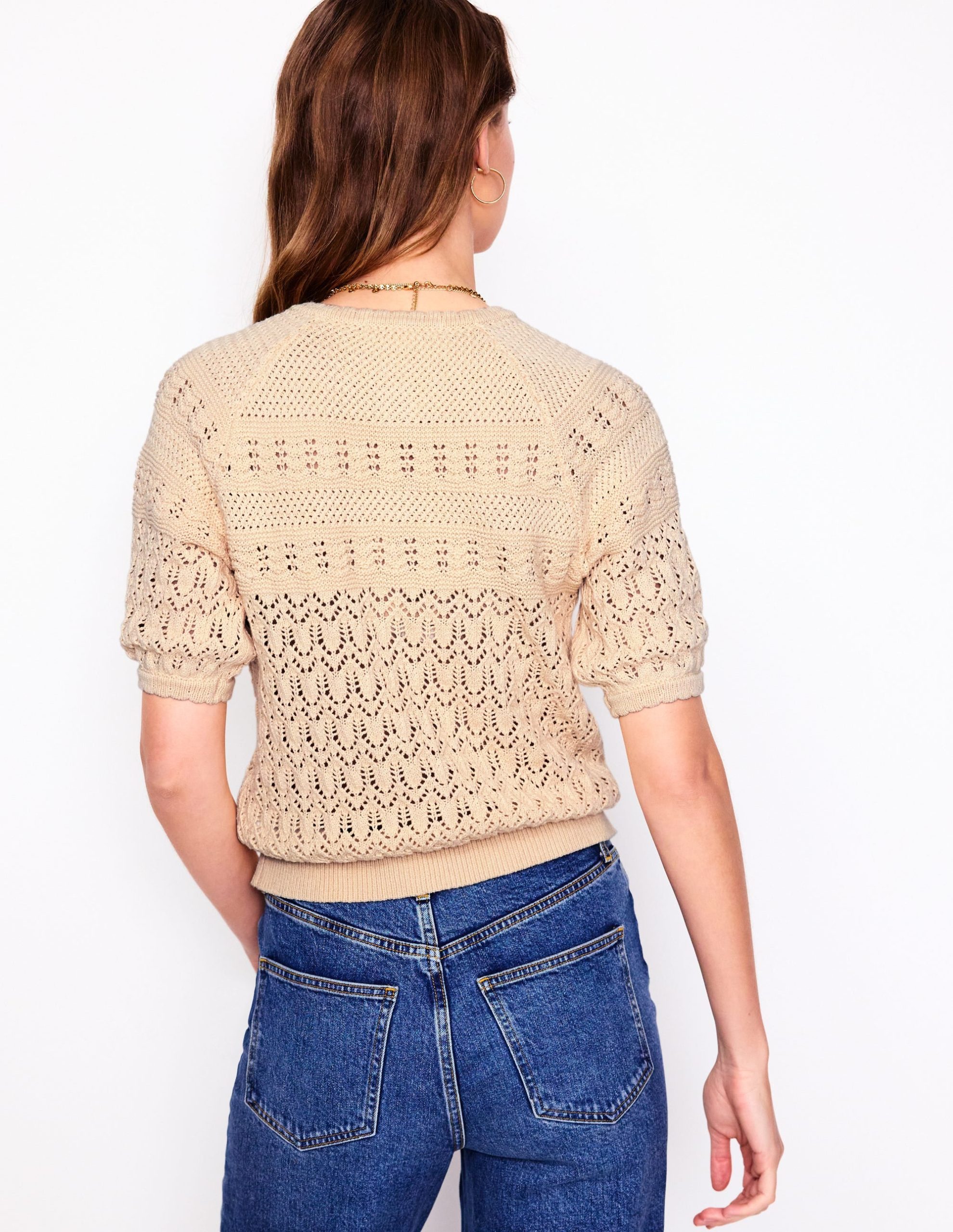 Elodie Stitch Crew Cardigan-Warm Ivory - Image 3